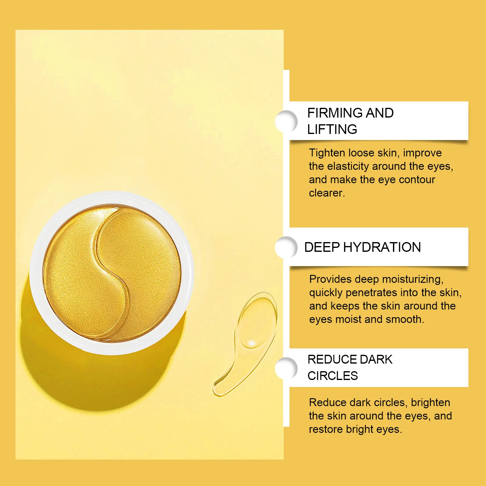 24k Gold Eye Mask Firming & Anti-Wrinkle Treatment - West&Month 5 24k gold eye mask nourish fade lines firm West Month 248 4242
