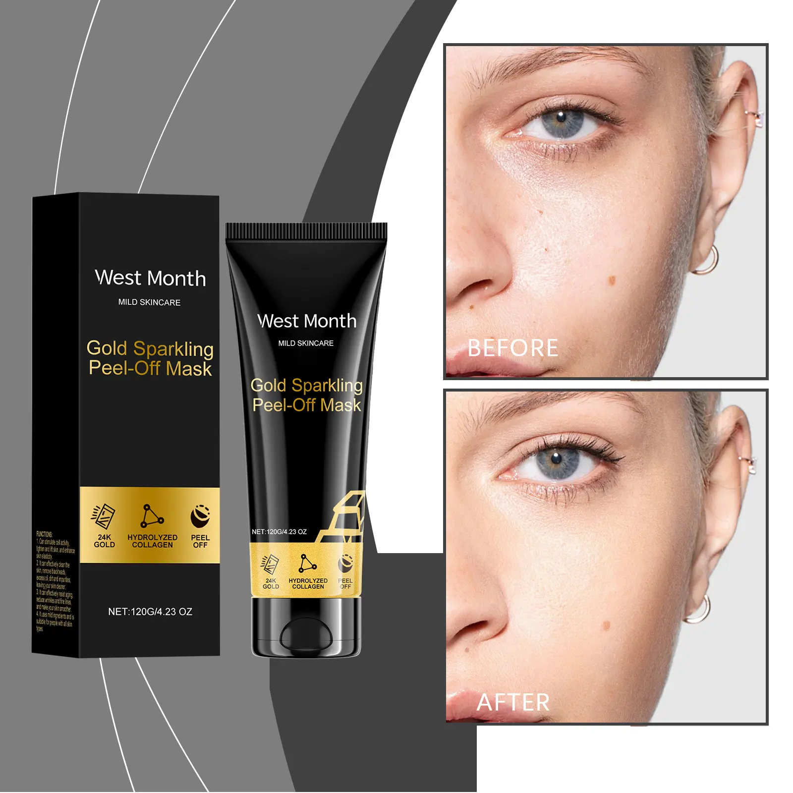 Gold Collagen Peel Mask Firming & Moisturizing West Month - West 2 24k gold peel mask firming moisturizing cleansing West Month 201 3621