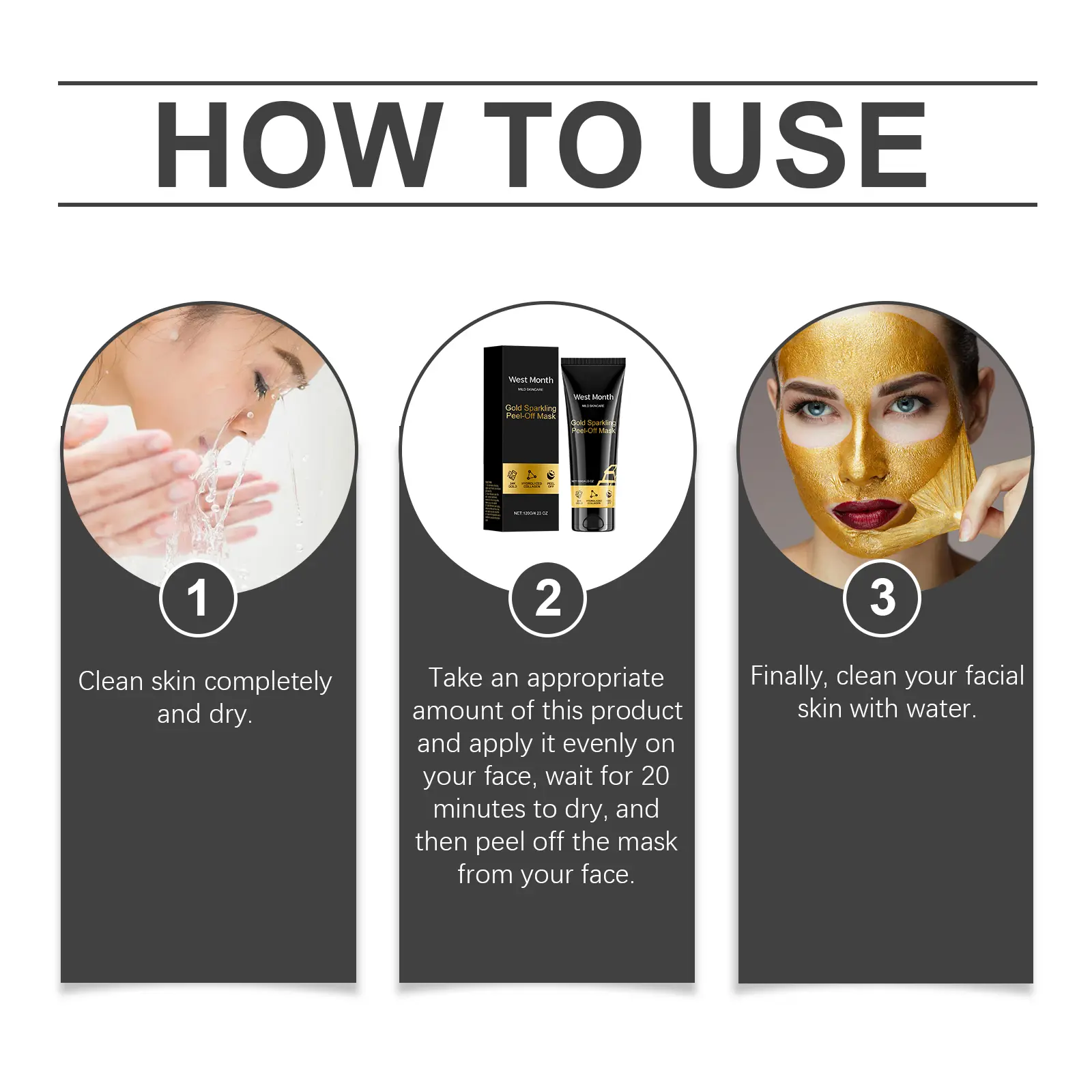Gold Collagen Peel Mask Firming & Moisturizing West Month - West 4 24k gold peel mask firming moisturizing cleansing West Month 201 3623