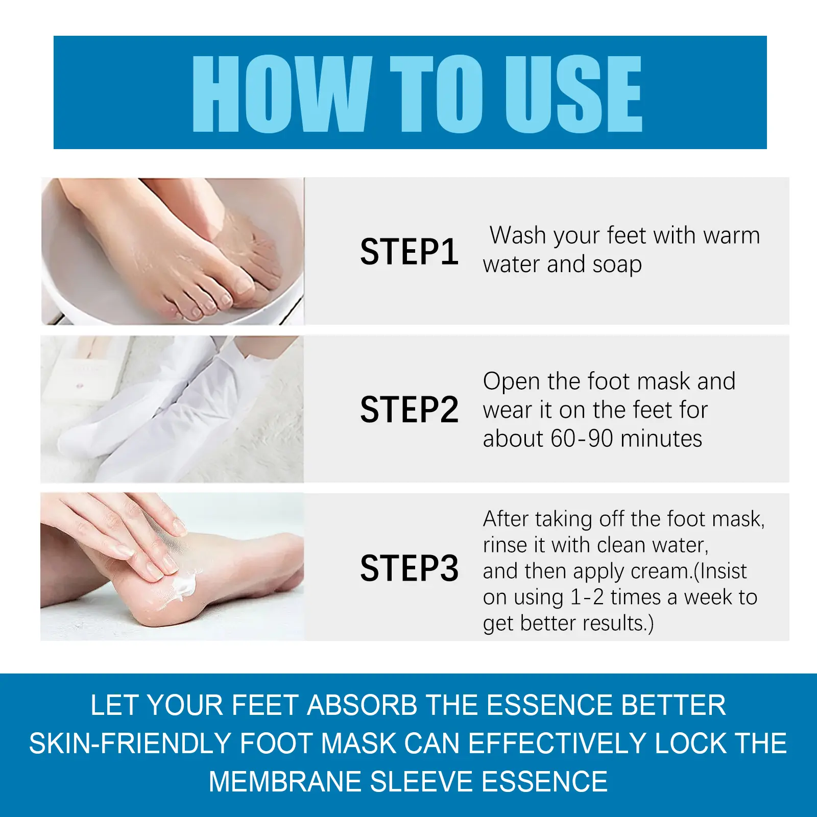 Exfoliating Foot Pads for Callus Removal & Moisturizing 3D Mask - West&Month 3 3d foot pad exfoliate clean anti chap moisturize West Month 373 5872