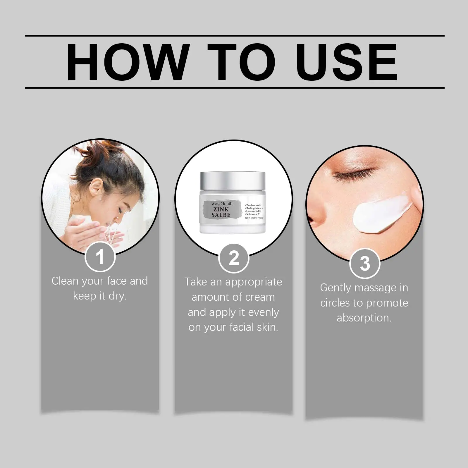 Acne Face Cream with Oil Control & Soothing Formula - West&Month 4 acne cream refresh oil control repair soothe West Month 471 7231