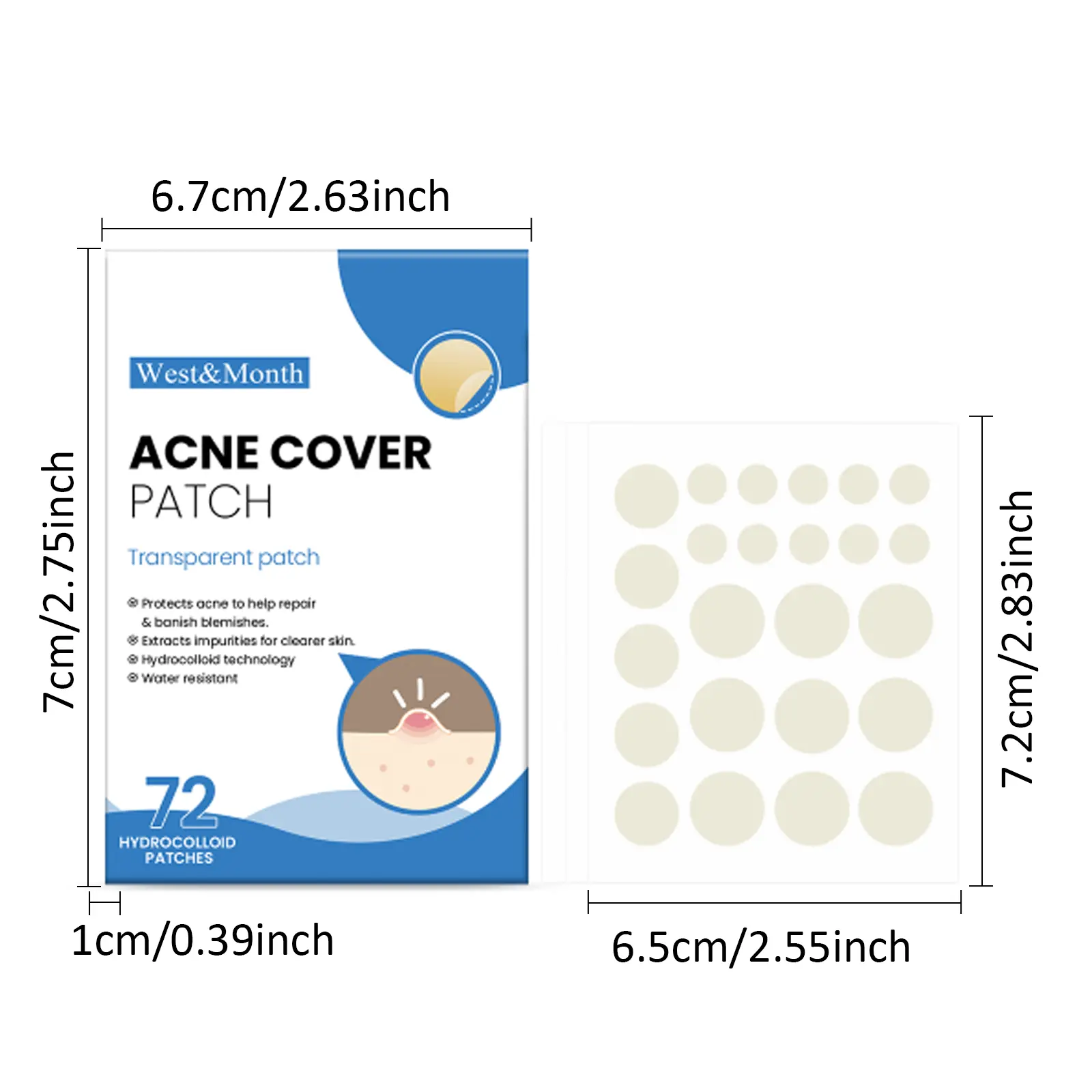 Acne Patches for Closed Comedones Breathable Skin Smoothing Treatment West 2 acne patch repair closed mouth breathable West Month 168 3211