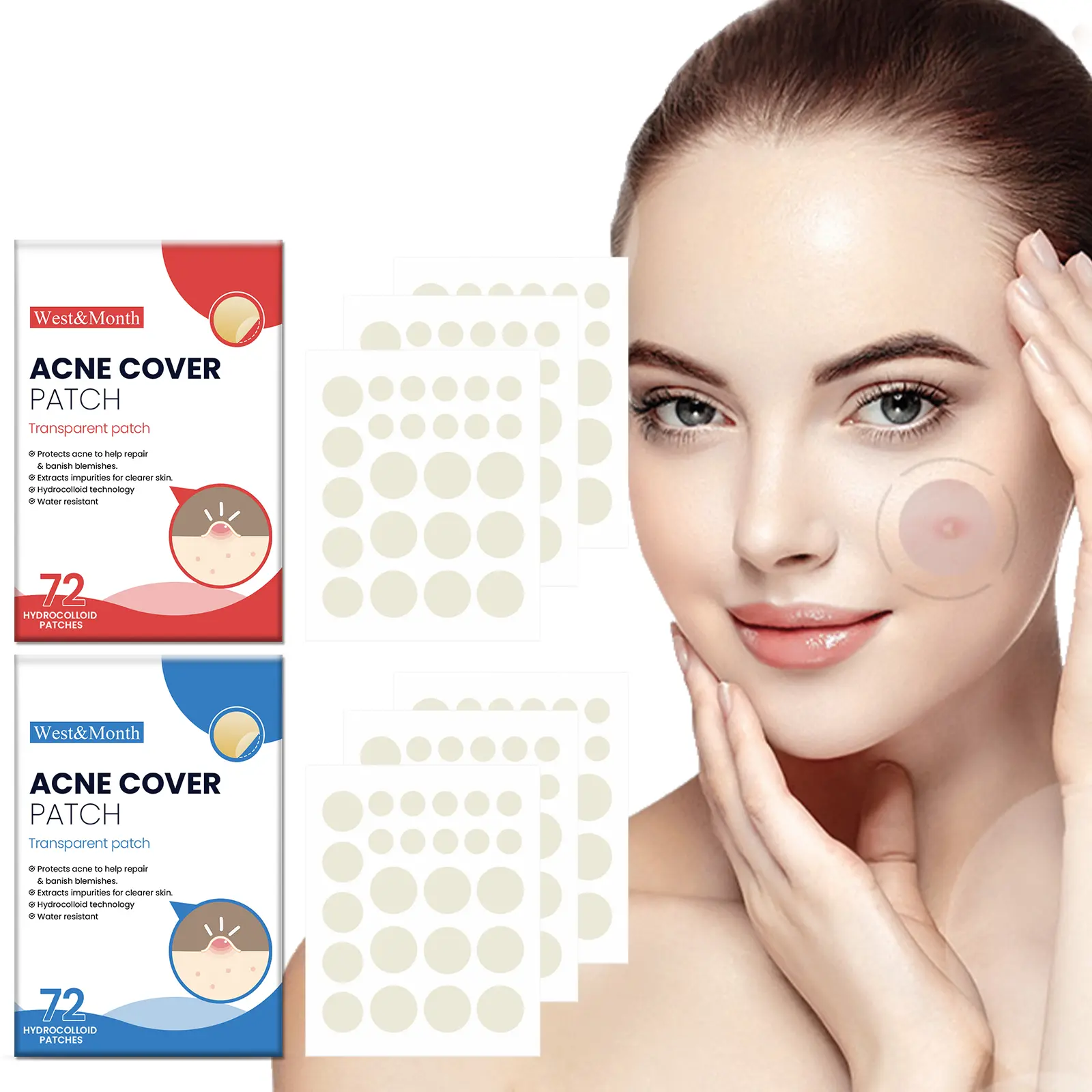 Acne Patches for Closed Comedones Breathable Skin Smoothing Treatment West 3 acne patch repair closed mouth breathable West Month 168 3212