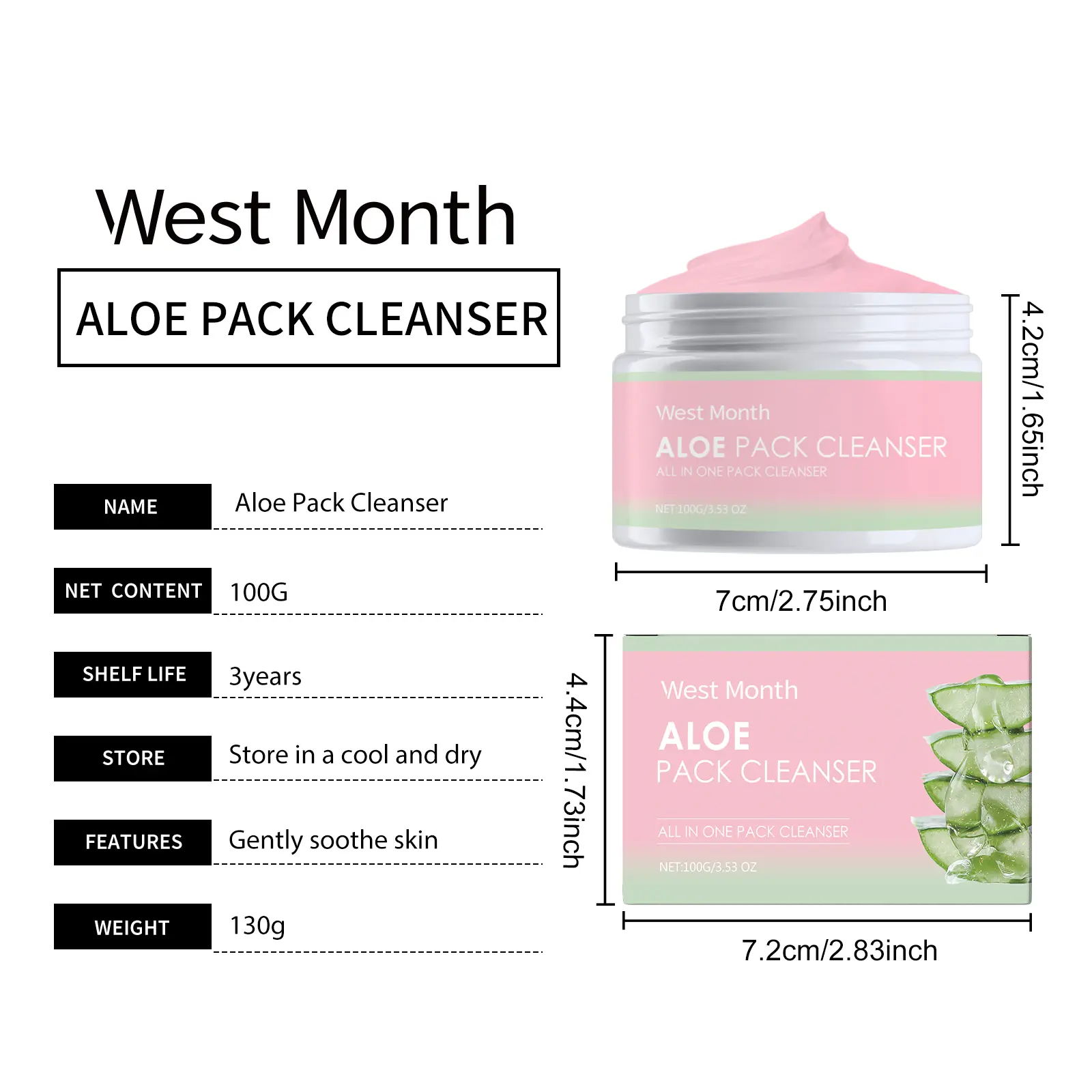 Aloe Soothing Facial Cleanser with Vitamin C and Malic Acid by West&Month 1 aloe soothing cleanser clean pores exfoliate West Month 258 4350