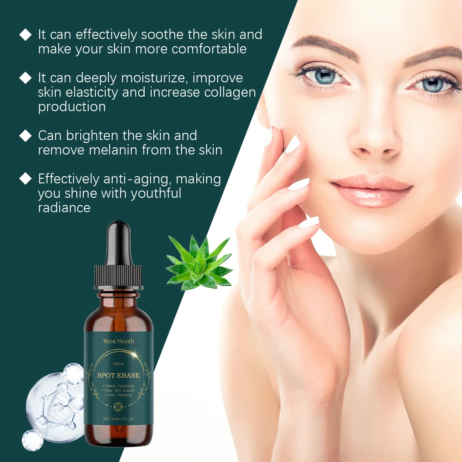 Aloe Vera Essence for Skin Moisturizing & Repair - West&Month 5 aloe vera essence care moisturize repair nourish West Month 497 7613