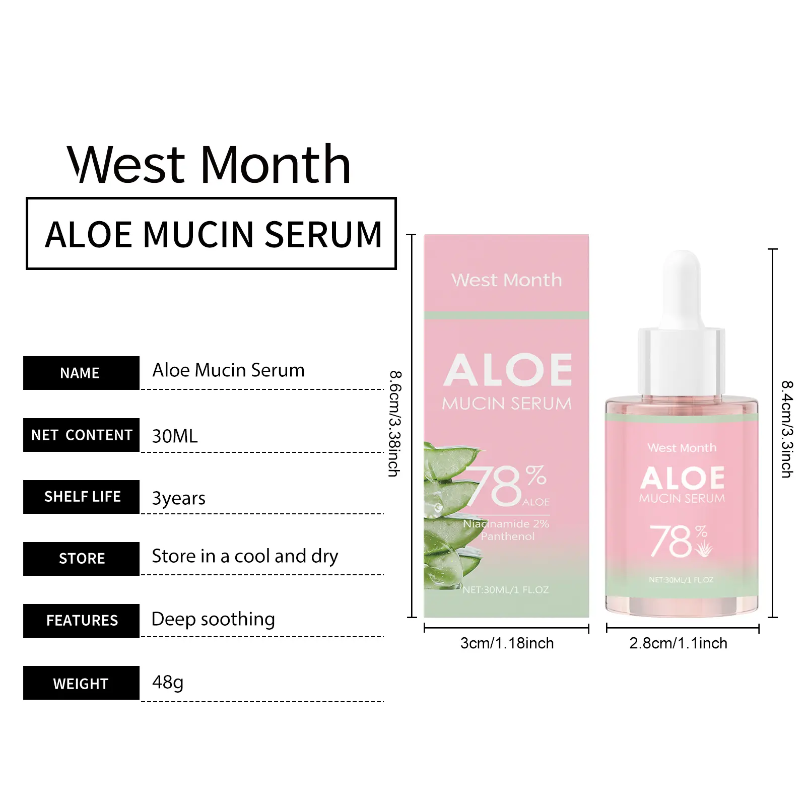 Aloe Vera Soothing Essence Hydrating Facial Serum - West&Month 1 aloe vera essence gently hydrate soothe West Month 312 5038