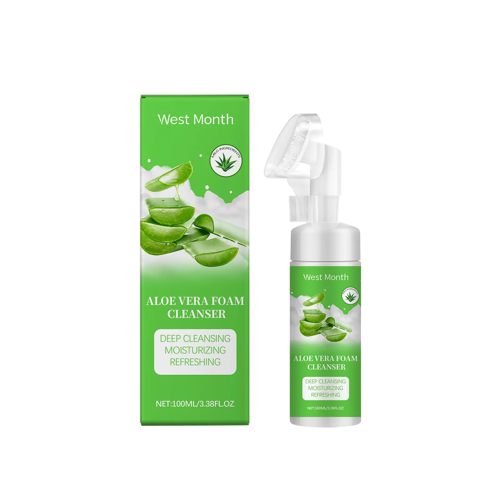 West&Month Aloe Vera Foam Cleanser Review: My Unfiltered Thoughts 1 West&Month Aloe Vera Foam Cleanser bottle on a bathroom counter