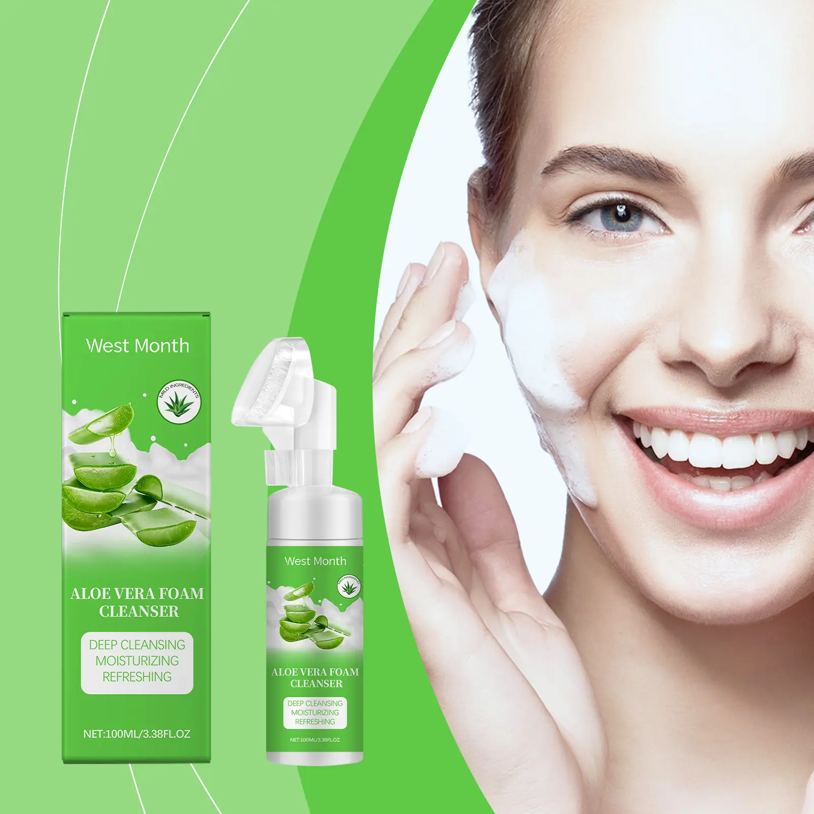 West&Month Aloe Vera Foam Cleanser Review: My Unfiltered Thoughts 2 Close-up of West&Month Aloe Vera Foam Cleanser lather in hand