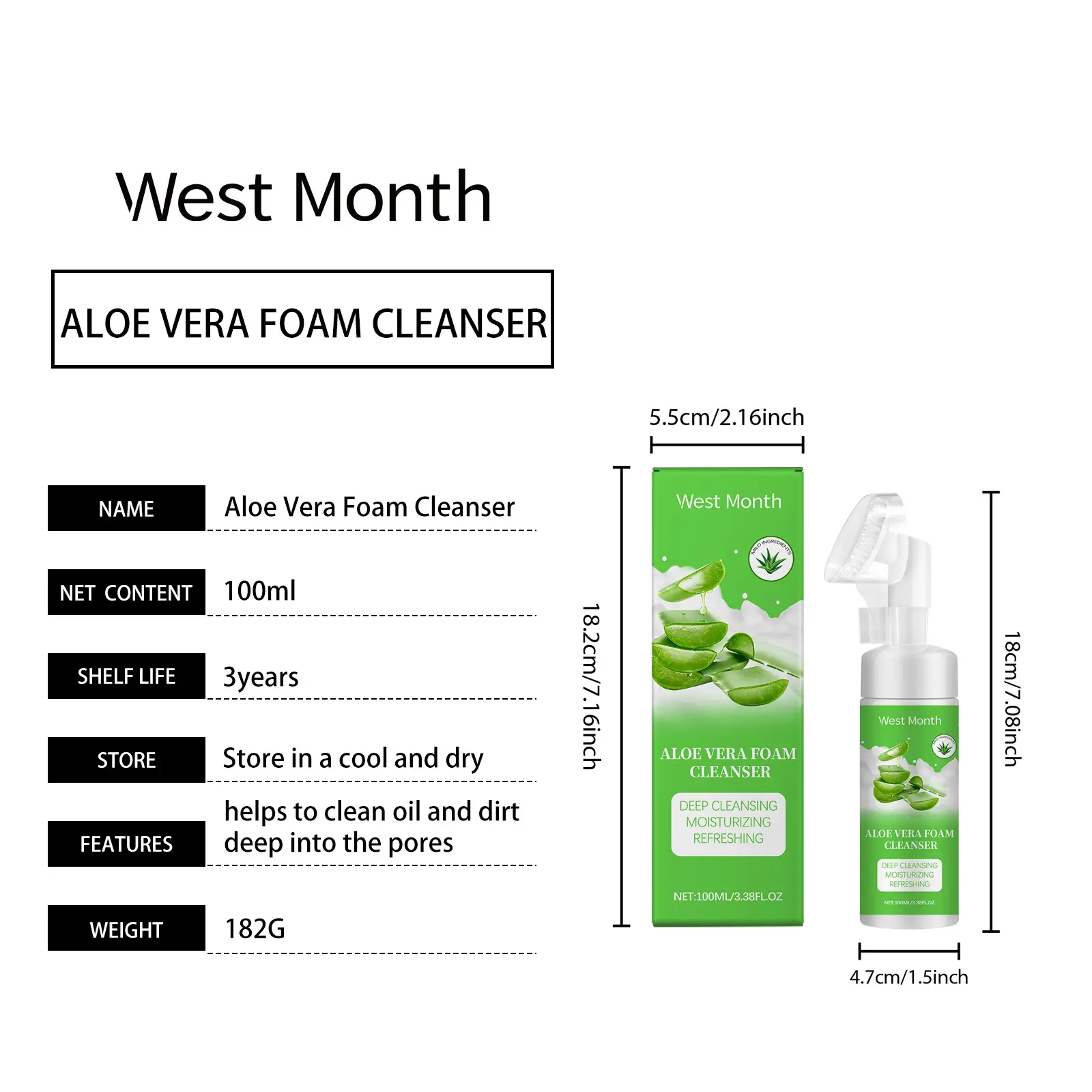 West&Month Aloe Vera Foam Cleanser - Moisturizing Pore Cleanser 1 aloe vera foam cleanser moisturize clean pores West Month 176 3312