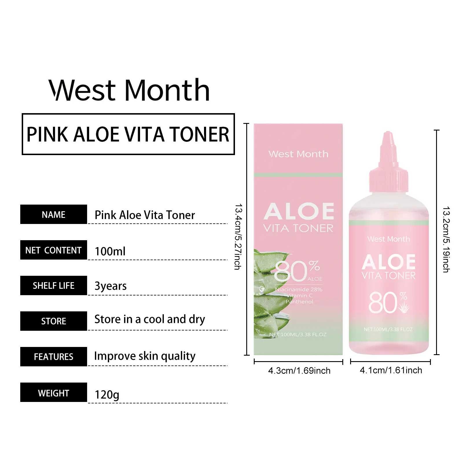 Aloe Vera Moisturizing Water for Hydrated, Clear Skin - West&Month 1 aloe vera water repair hydrate elastic West Month 313 5047