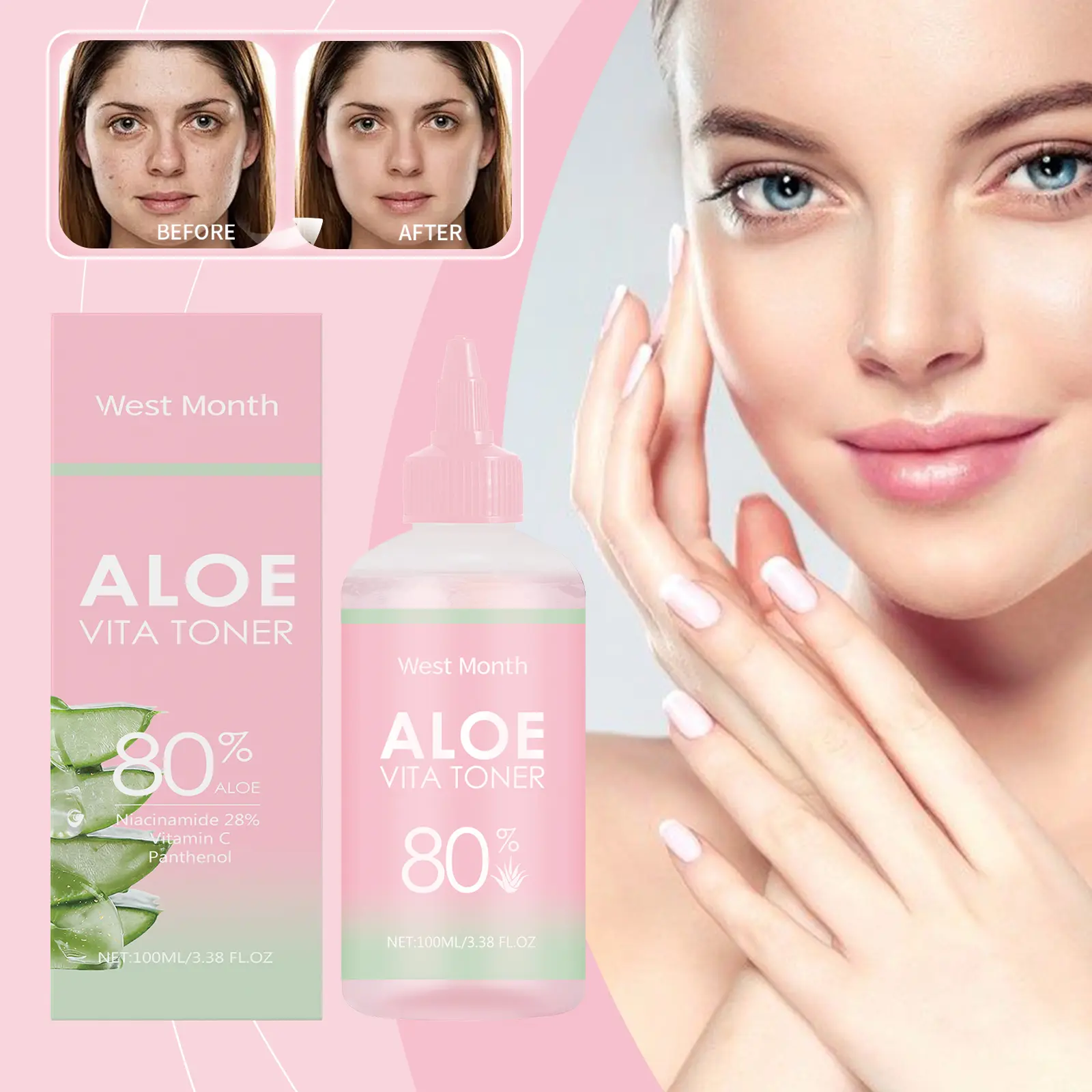 Aloe Vera Moisturizing Water for Hydrated, Clear Skin - West&Month 2 aloe vera water repair hydrate elastic West Month 313 5048