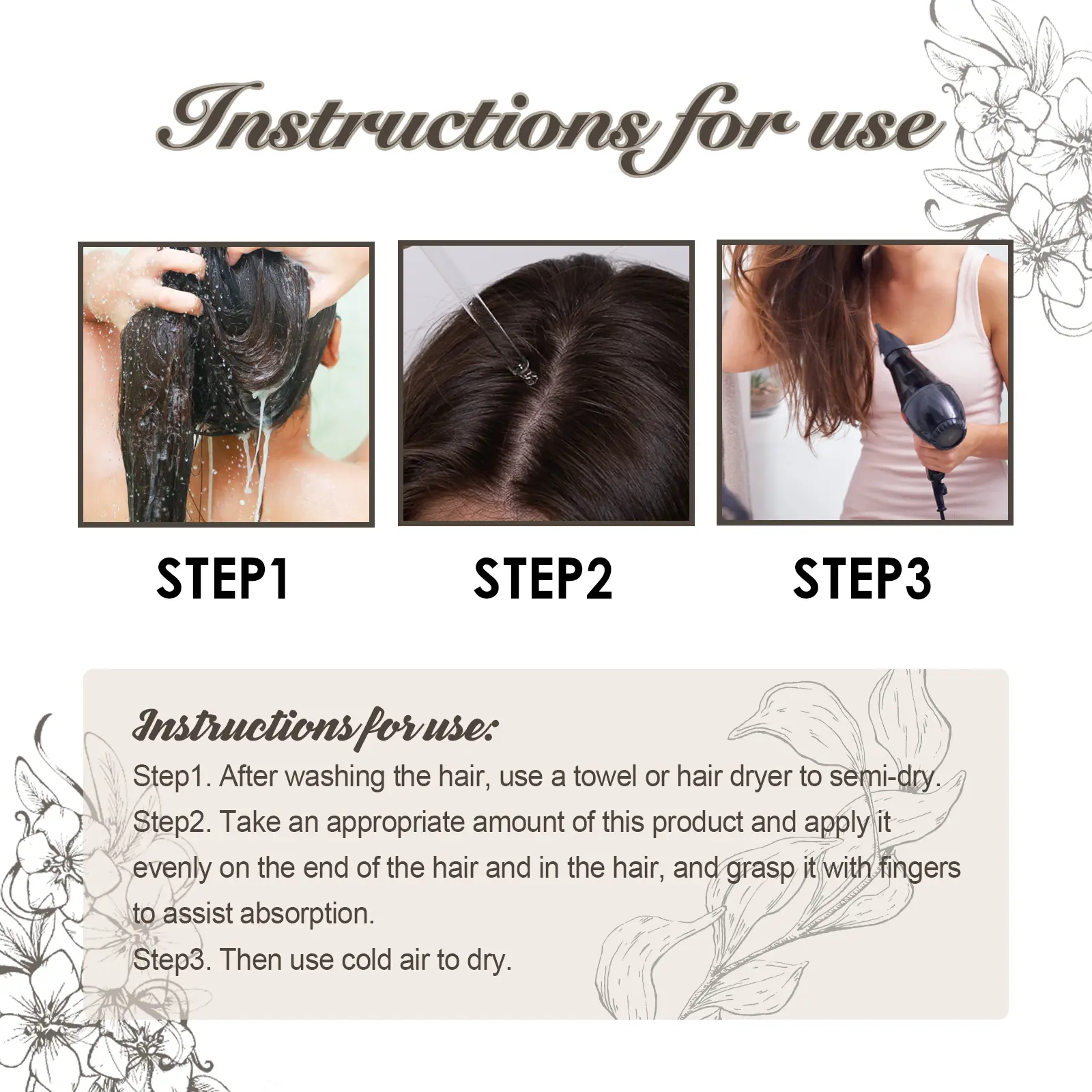 Hair Growth Oil for Thickening & Damaged Hair Repair | West&Month 3 always blooming hair oil moisturize thicken West Month 324 5186