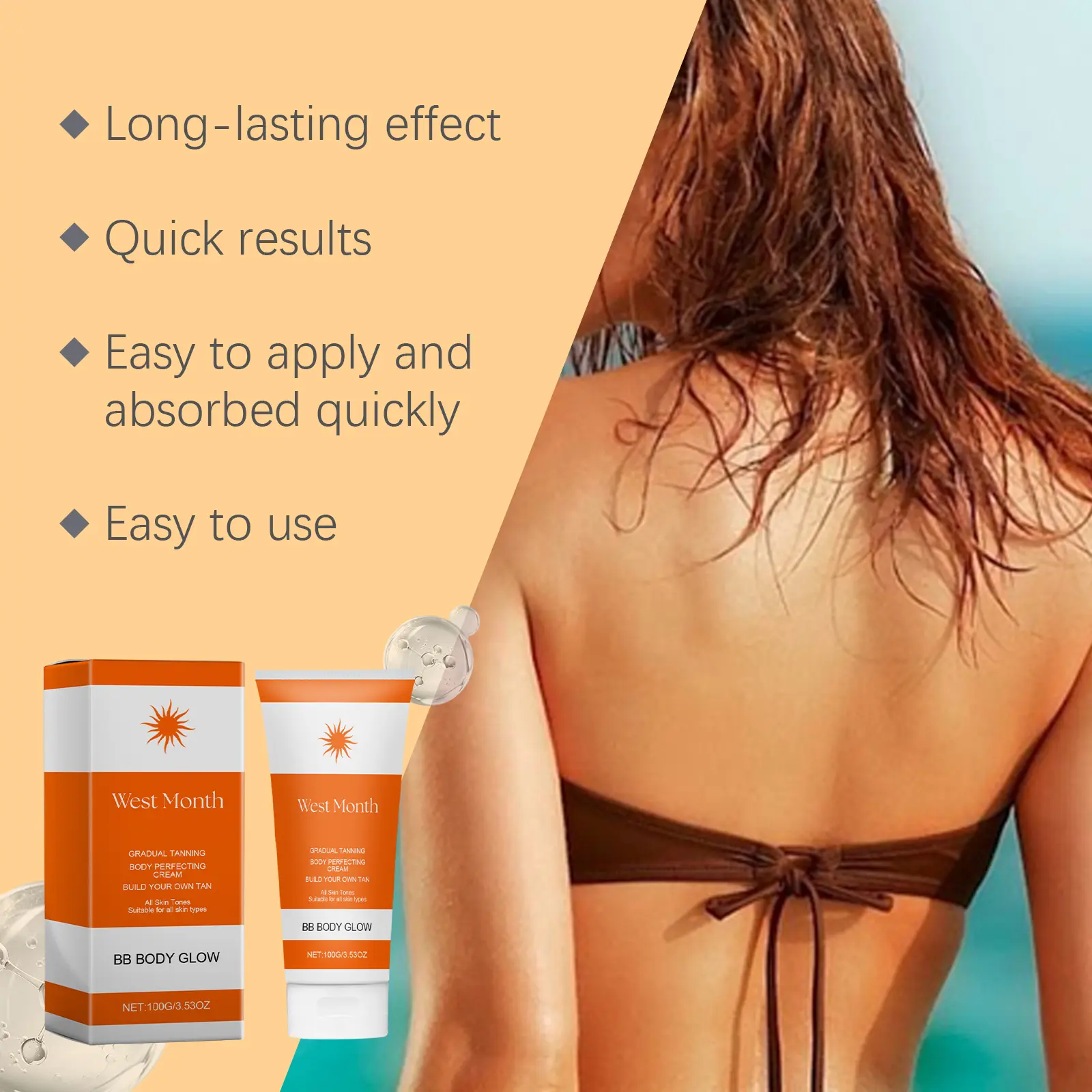 Beach Anti-Tanning Cream for Glowing Skin - West&Month 5 anti tanning cream beach tan skin care West Month 520 7946