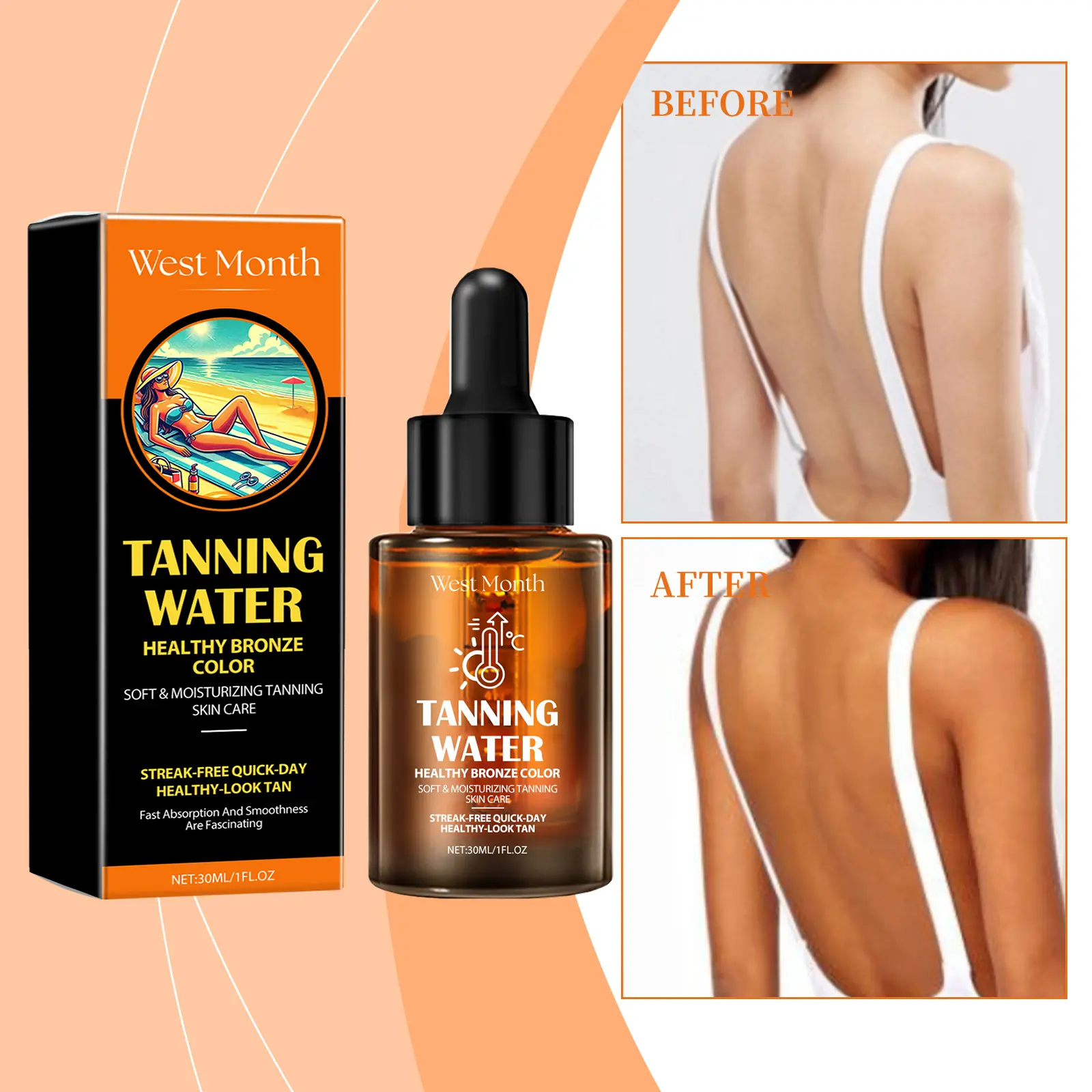Wheat Tan Serum for a Natural Sun-Kissed Glow - West&Month 2 anti tanning serum outdoor beach wheat tan West Month 510 7795
