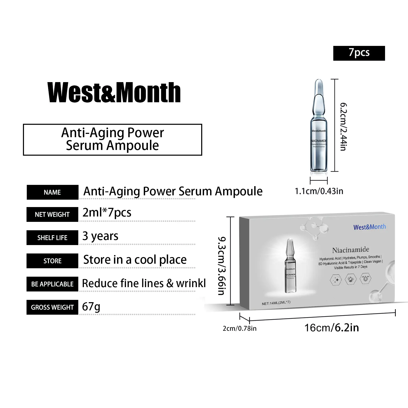 Anti-Wrinkle Energy Ampoule for Firming & Fine Lines - West&Month 1 anti wrinkle ampoule reduce lines revitalize tighten West Month 402 6272