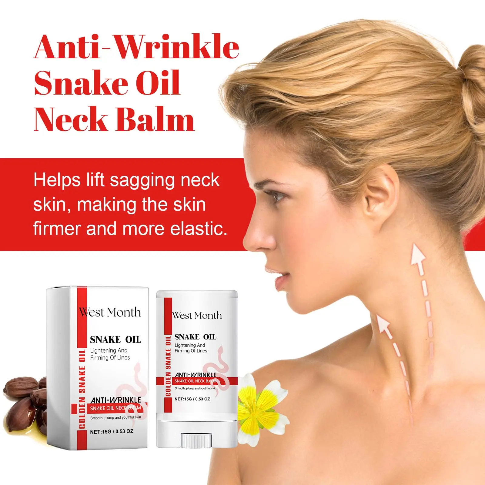 Anti-Wrinkle Neck Balm: Firming & Moisturizing Care - West&Month 8 anti wrinkle snake oil neck balm firm fade West Month 368 5810