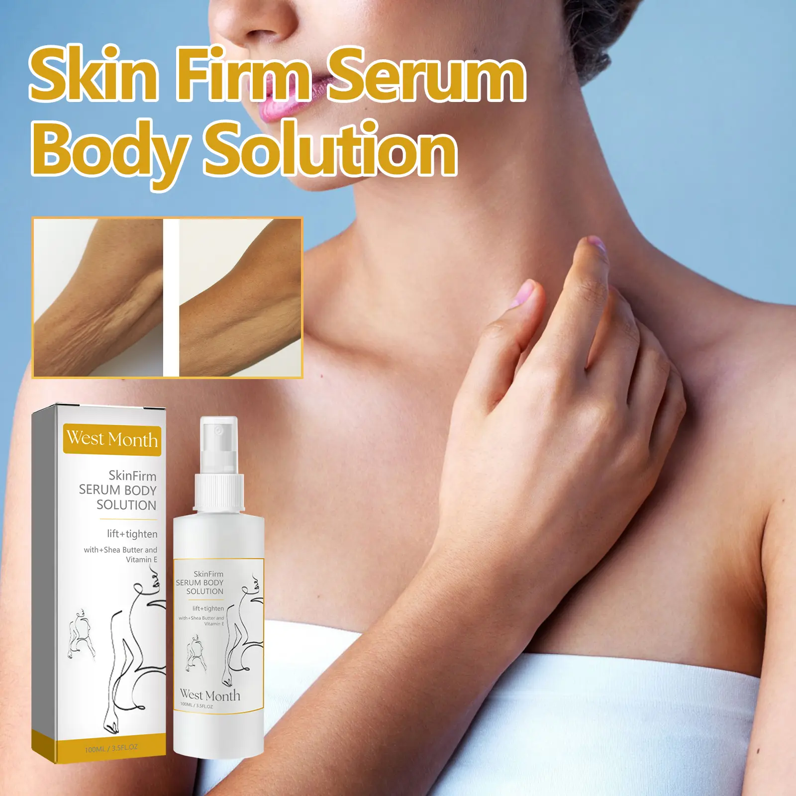 Anti-Wrinkle Firming Moisturizing Spray for Neck and Body - West&Month 2 anti wrinkle spray firm tender neck line West Month 342 5432