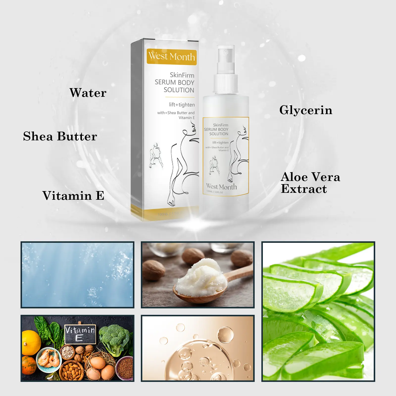 Anti-Wrinkle Firming Moisturizing Spray for Neck and Body - West&Month 3 anti wrinkle spray firm tender neck line West Month 342 5433
