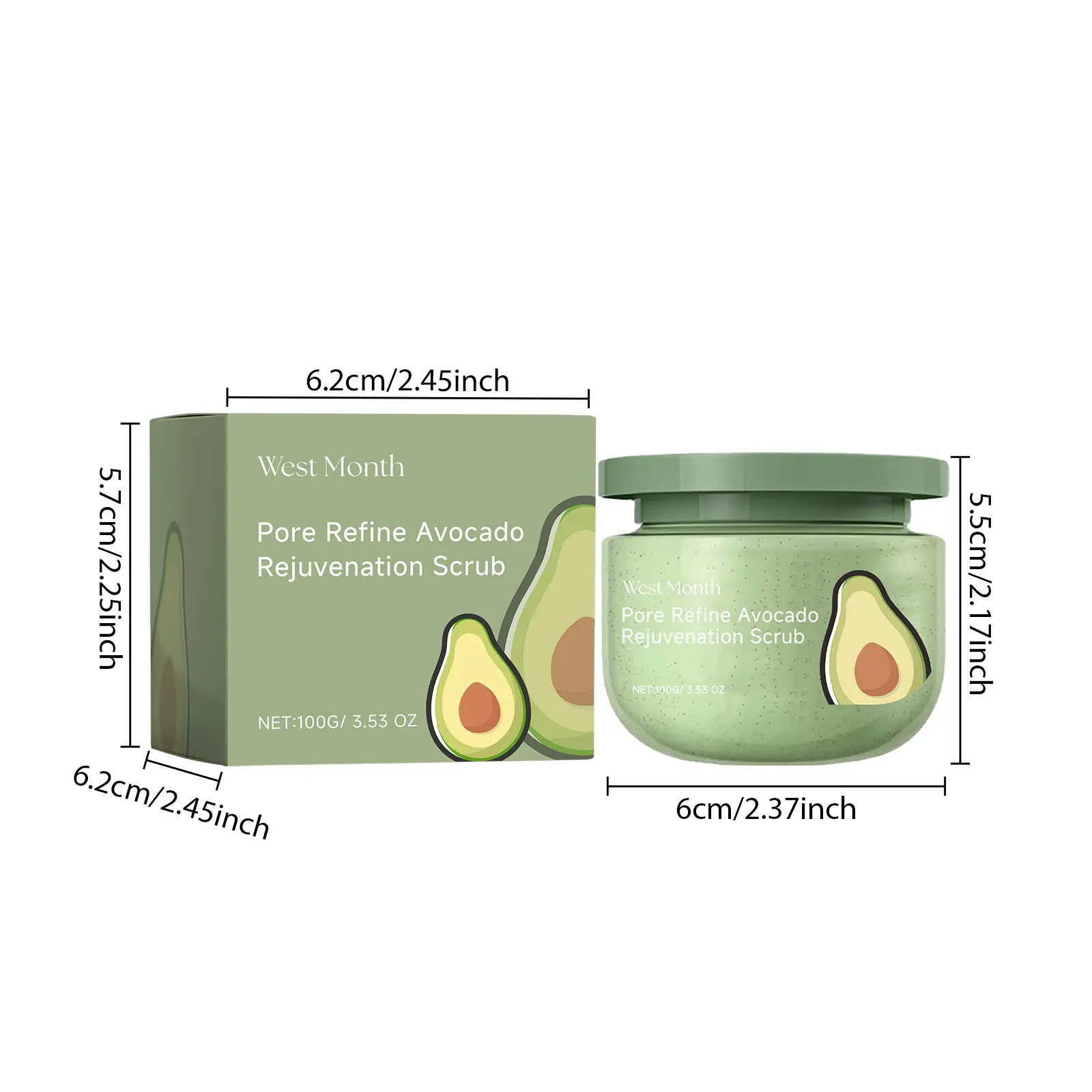 Avocado Ice Cream Body Scrub Moisturizing & Exfoliating - West&Month 1 avocado scrub moisturize hydrate exfoliate West Month 283 4670