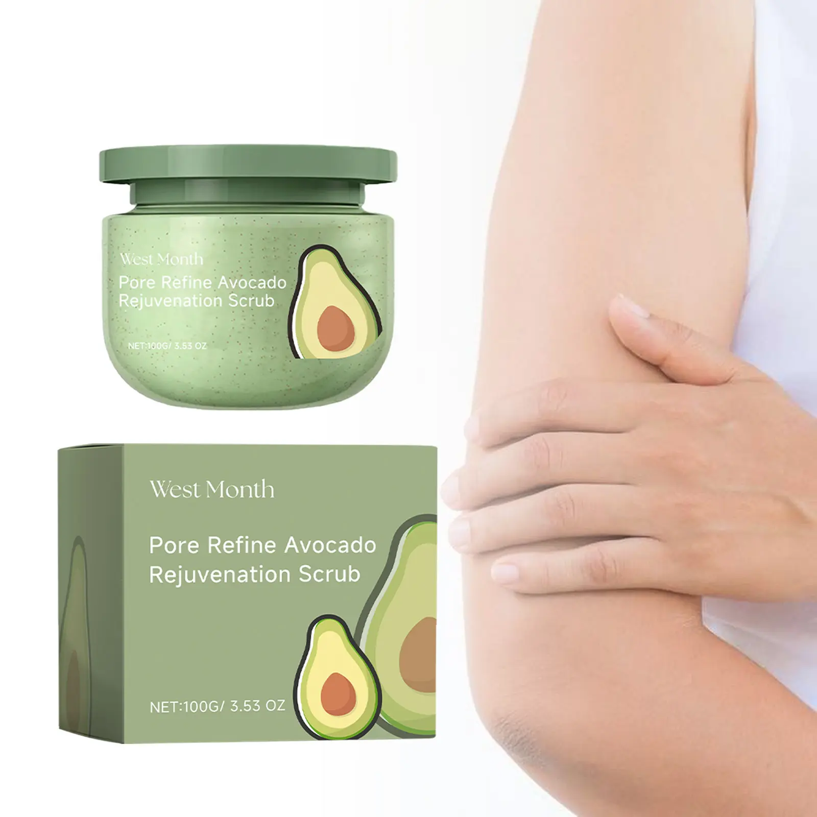 Avocado Ice Cream Body Scrub Moisturizing & Exfoliating - West&Month 2 avocado scrub moisturize hydrate exfoliate West Month 283 4671