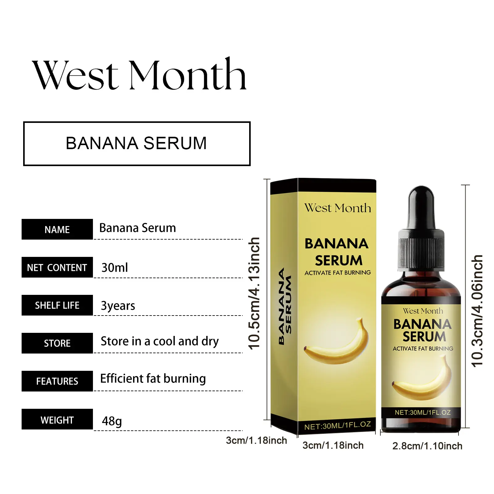 Banana Body Essential Oil for Moisturizing & Massage | West&Month 1 banana body oil nourish waist arm show figure West Month 292 4796