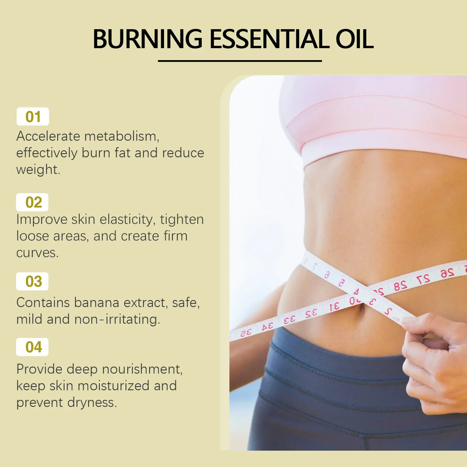 Banana Body Essential Oil for Moisturizing & Massage | West&Month 7 banana body oil nourish waist arm show figure West Month 292 4802