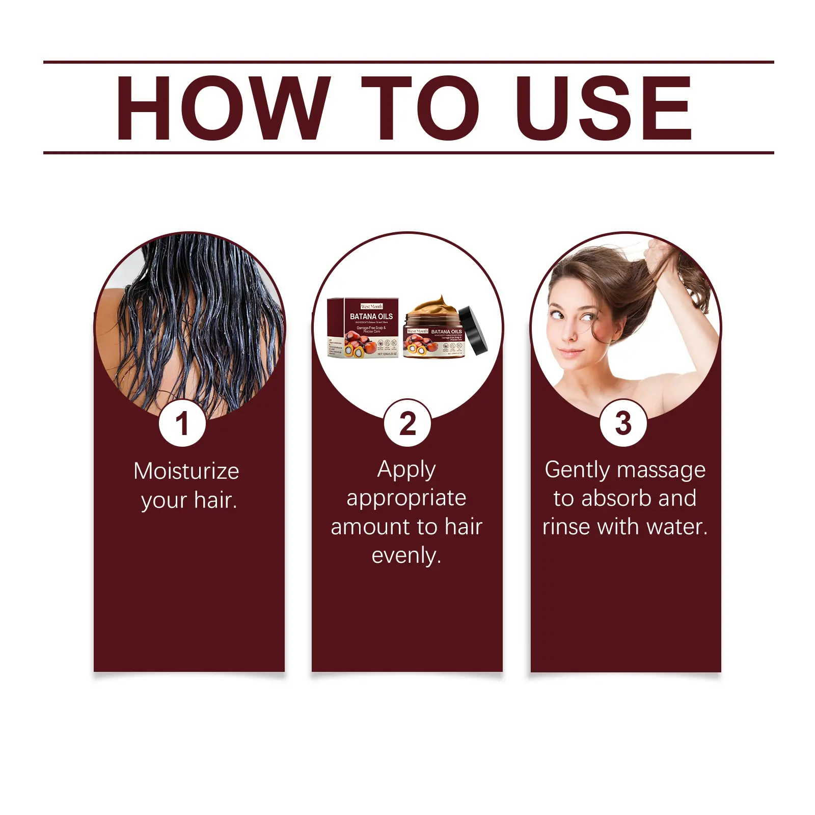 Batana Nourishing Hair Mask for Dry Frizzy Hair Repair West&Month 3 batana hair mask improve dry frizz bright West Month 170 3243