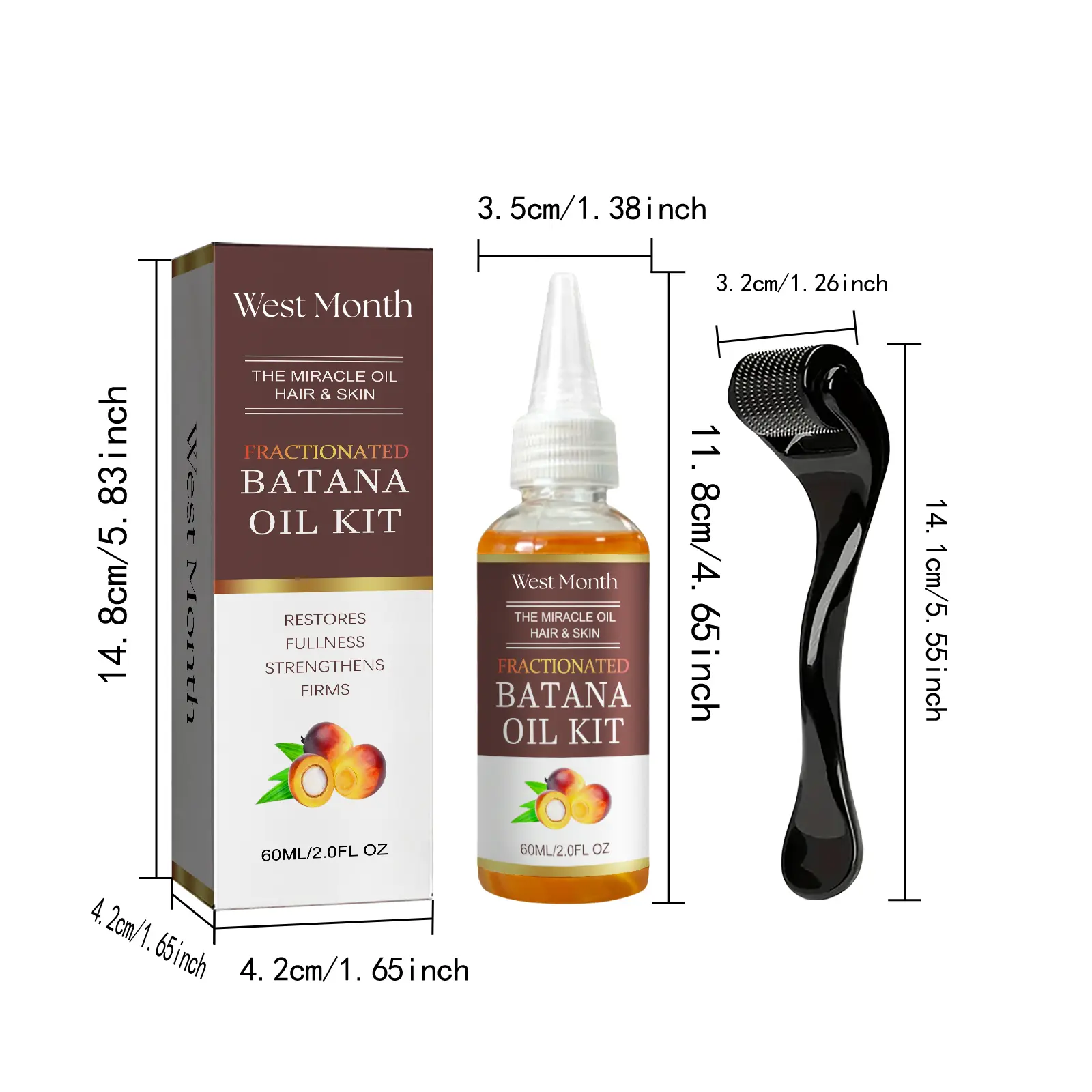 Batana Hair Oil for Dry Hair & Smoothness with Scalp Massager - West&Month 1 batana hair oil moisturize improve dry hair West Month 055 1792