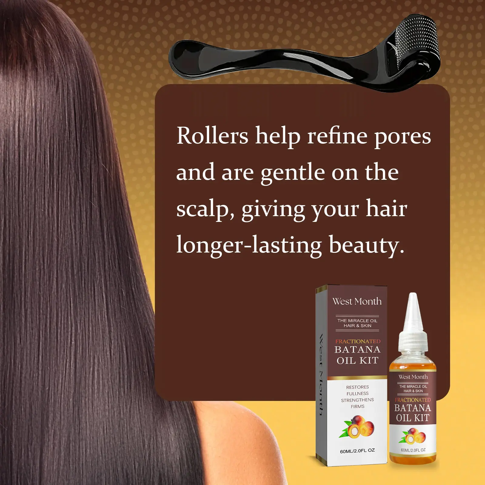 Batana Hair Oil for Dry Hair & Smoothness with Scalp Massager - West&Month 5 batana hair oil moisturize improve dry hair West Month 055 1795