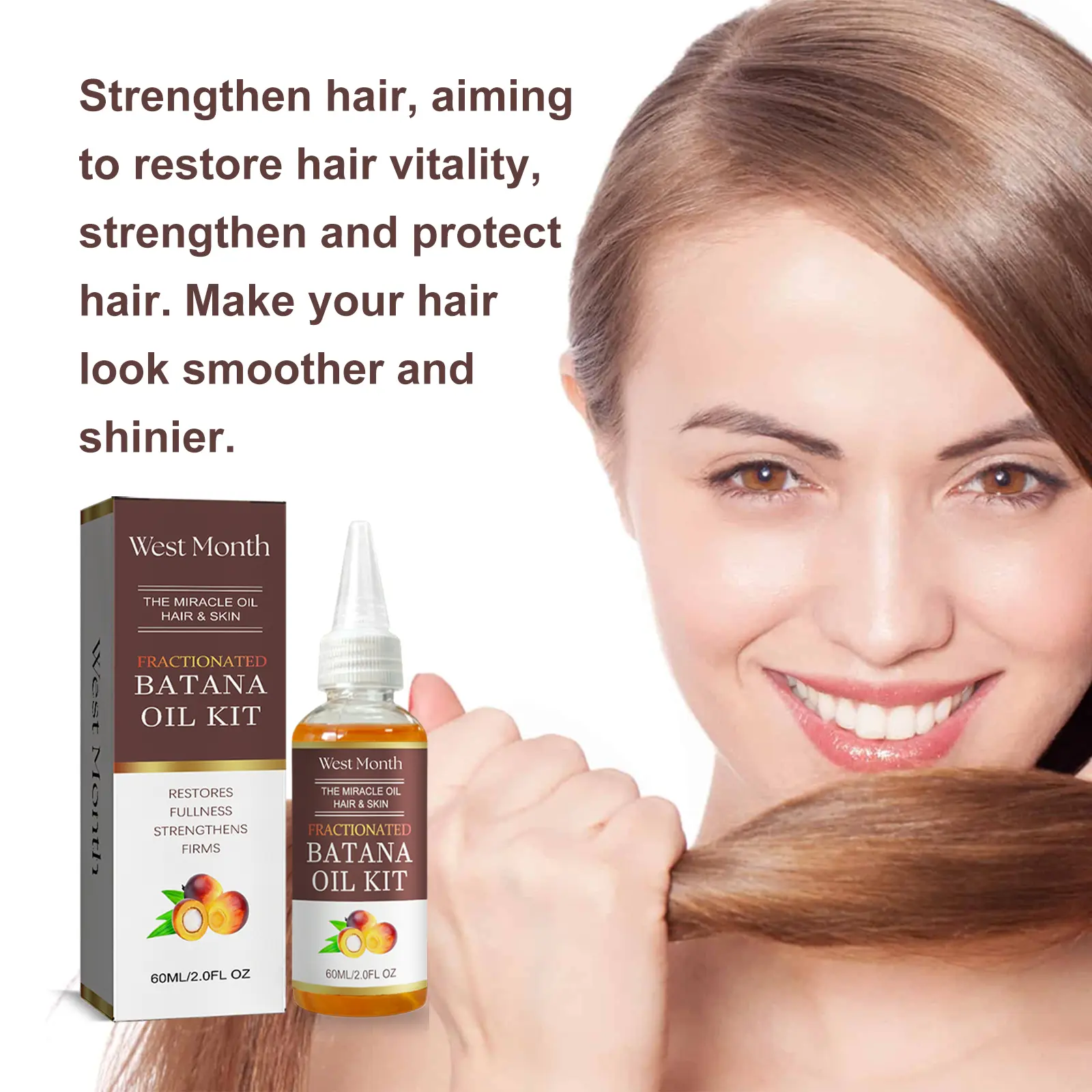 Batana Hair Oil for Dry Hair & Smoothness with Scalp Massager - West&Month 7 batana hair oil moisturize improve dry hair West Month 055 1797