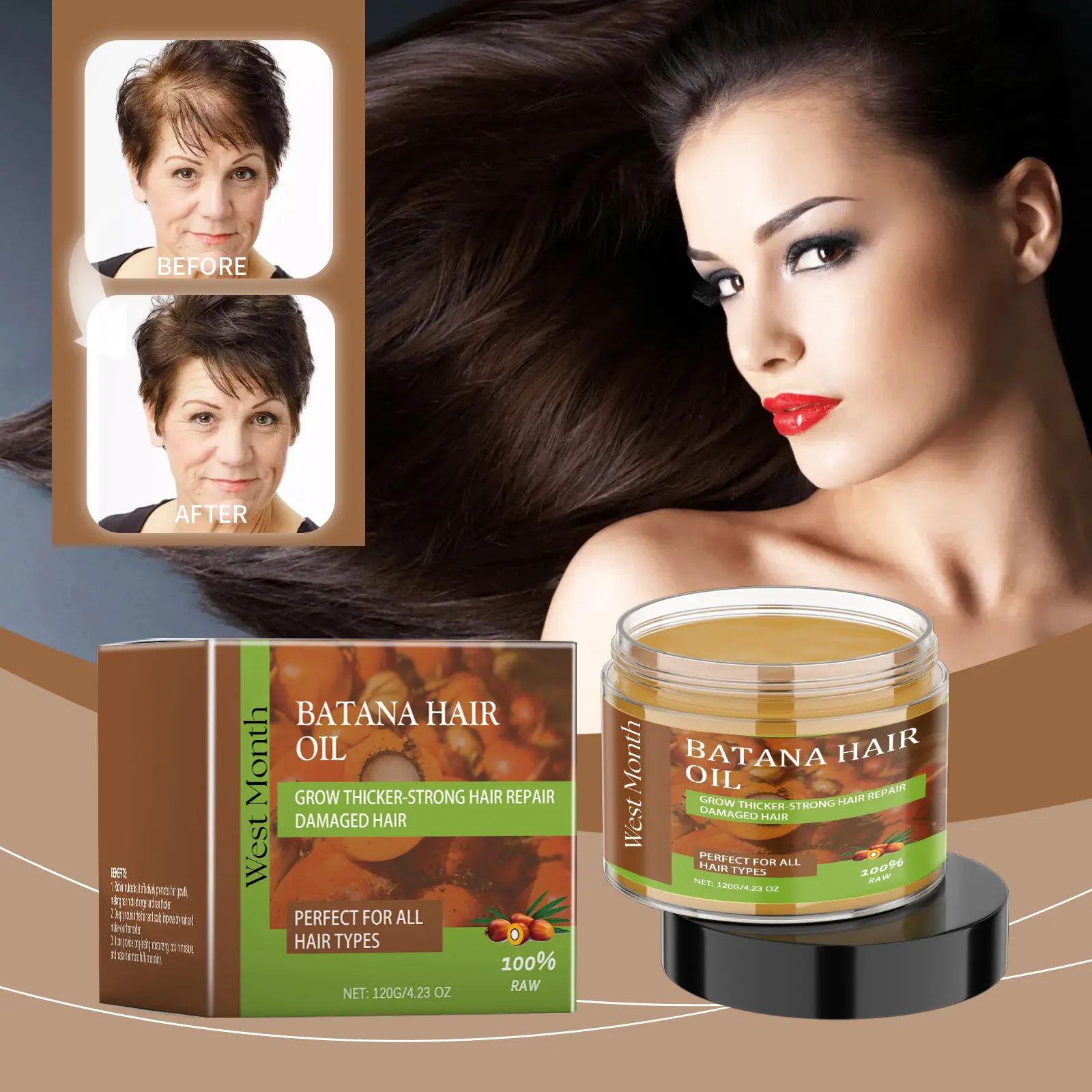 Batana Hair Oil for Dry Hair Repair - West&Month 2 batana hair oil moisturize repair dry soft West Month 209 3722