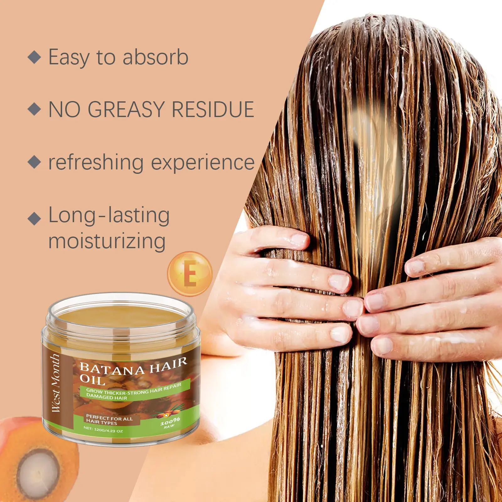 Batana Hair Oil for Dry Hair Repair - West&Month 6 batana hair oil moisturize repair dry soft West Month 209 3726