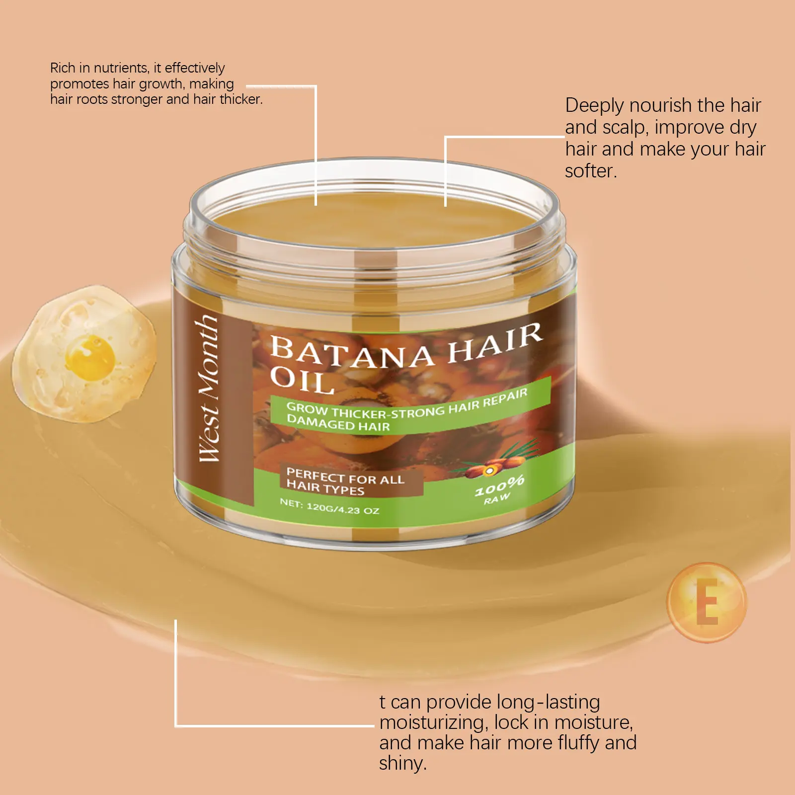 Batana Hair Oil for Dry Hair Repair - West&Month 8 batana hair oil moisturize repair dry soft West Month 209 3728
