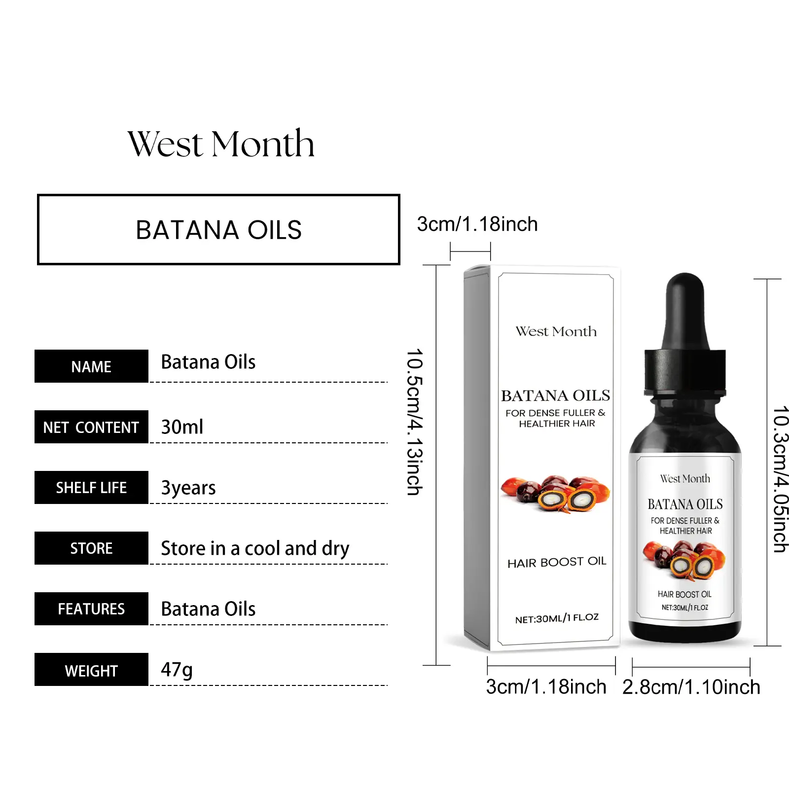 Batana Hair Oil for Softening and Hydration - West&Month 1 batana hair oil soften nourish hydrate West Month 473 7258