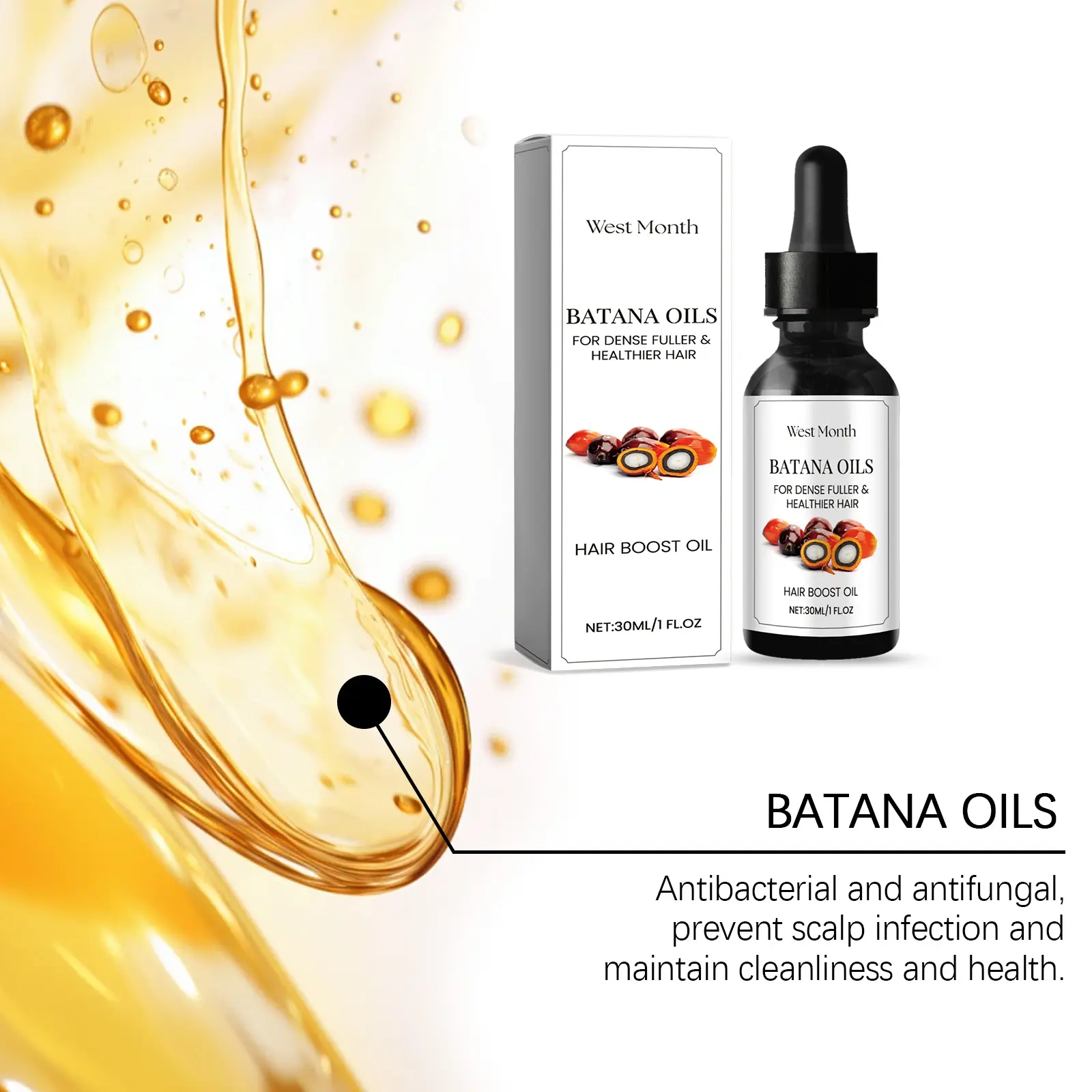 Batana Hair Oil for Softening and Hydration - West&Month 8 batana hair oil soften nourish hydrate West Month 473 7264