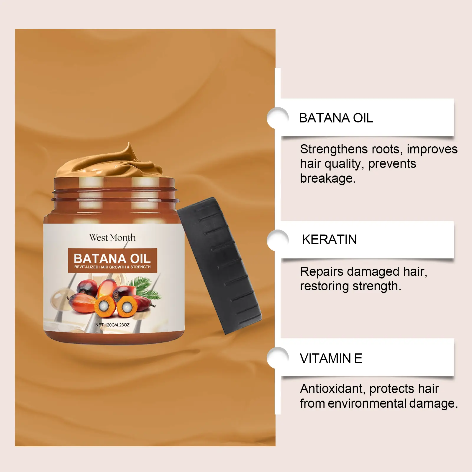 Batana Oil Conditioner for Dry Hair & Frizzy Ends - West&Month 5 batana oil conditioner restore frizz nourish soften West Month 512 7827