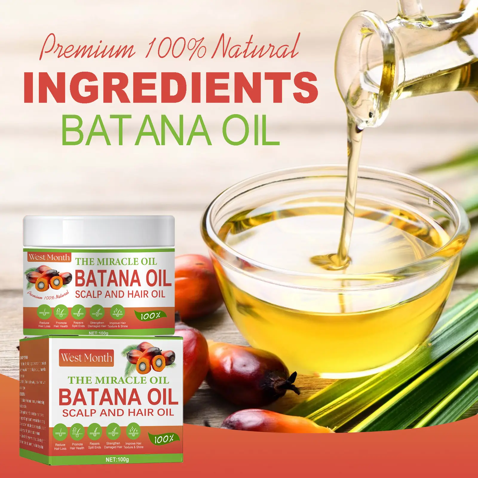 Batana Repair Mask for Dry Frizzy Hair - West Month by West 3 batana repair mask improve dry frizzy hair West Month 134 2791