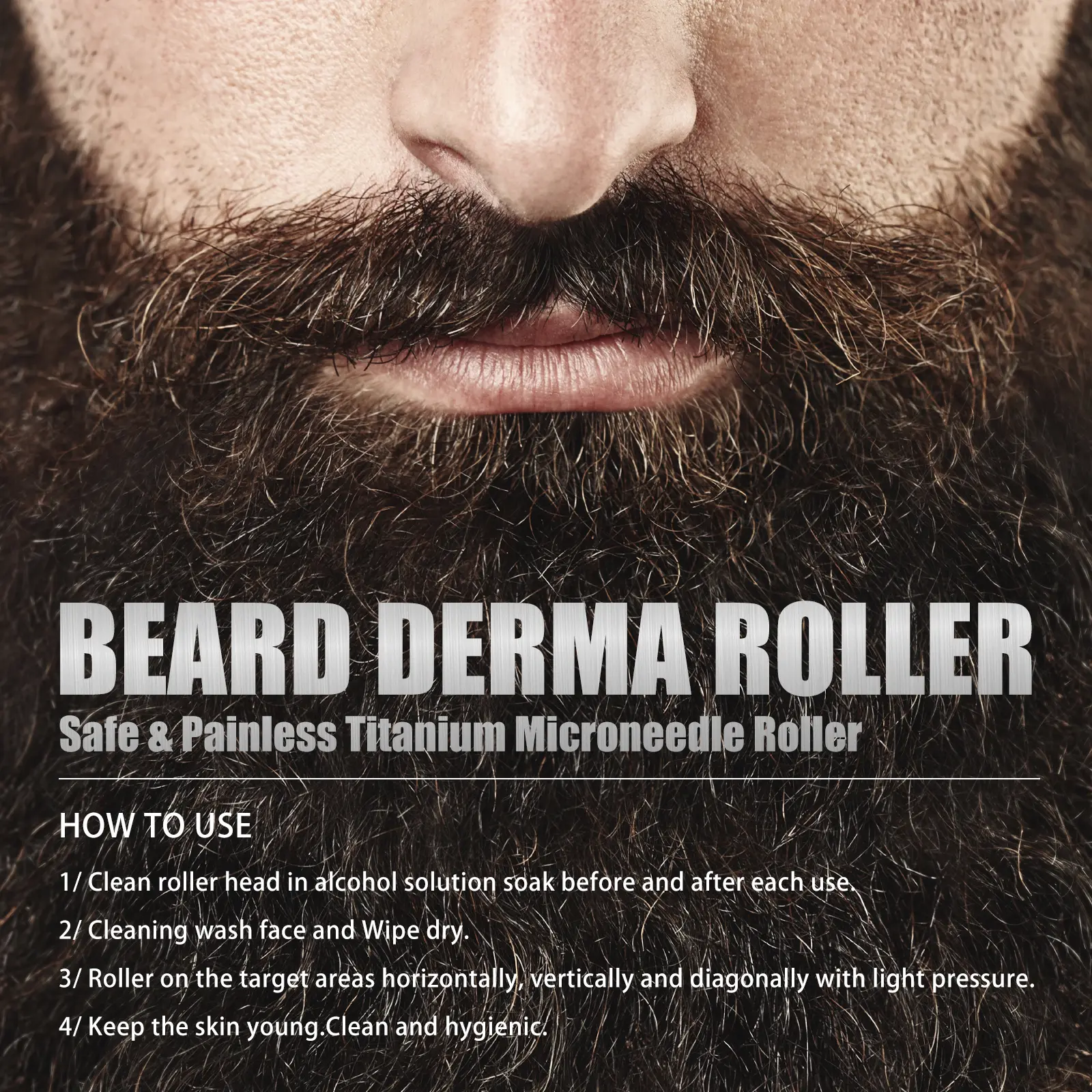 Beard Derma Roller with Moisturizing Comb for Growth Support - West&Month 3 beard derma roller moisturizing repair West Month 052 1755