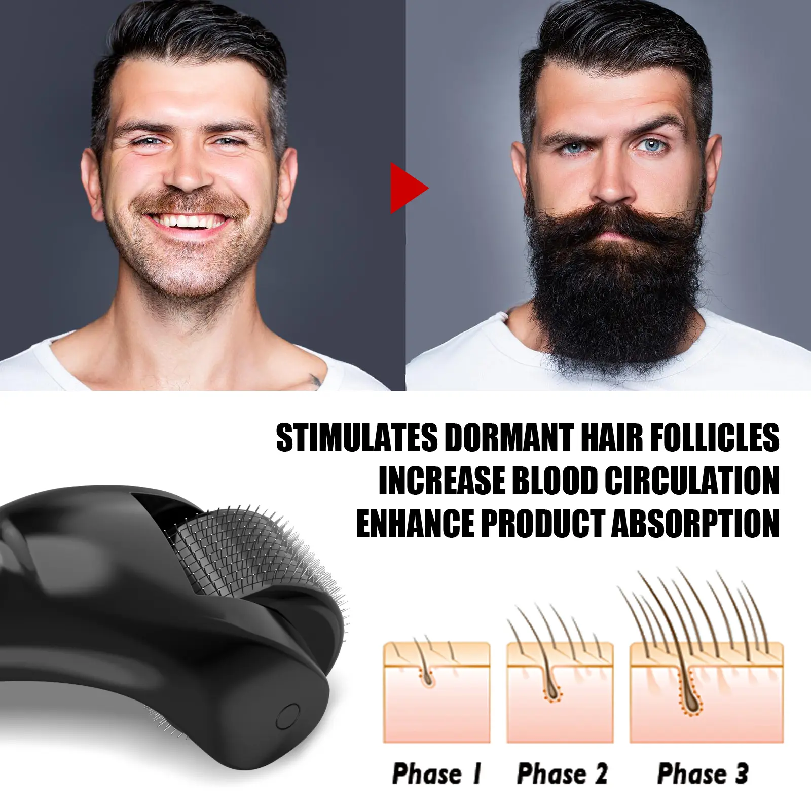Beard Derma Roller with Moisturizing Comb for Growth Support - West&Month 5 beard derma roller moisturizing repair West Month 052 1757