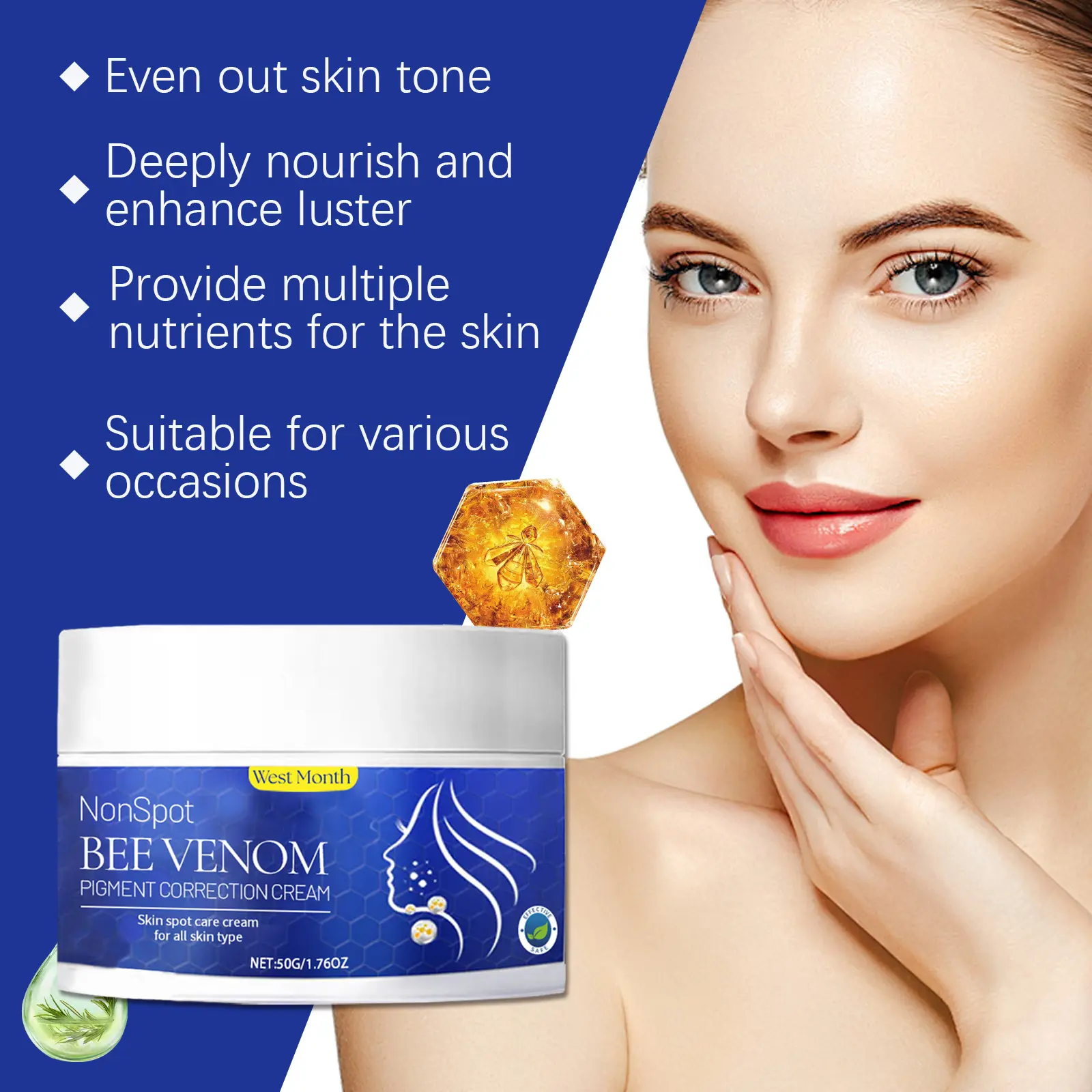 Bee Venom Body Cream for Daily Moisturizing & Massage Care - West&Month 5 bee venom body cream daily moisturize massage West Month 494 7568