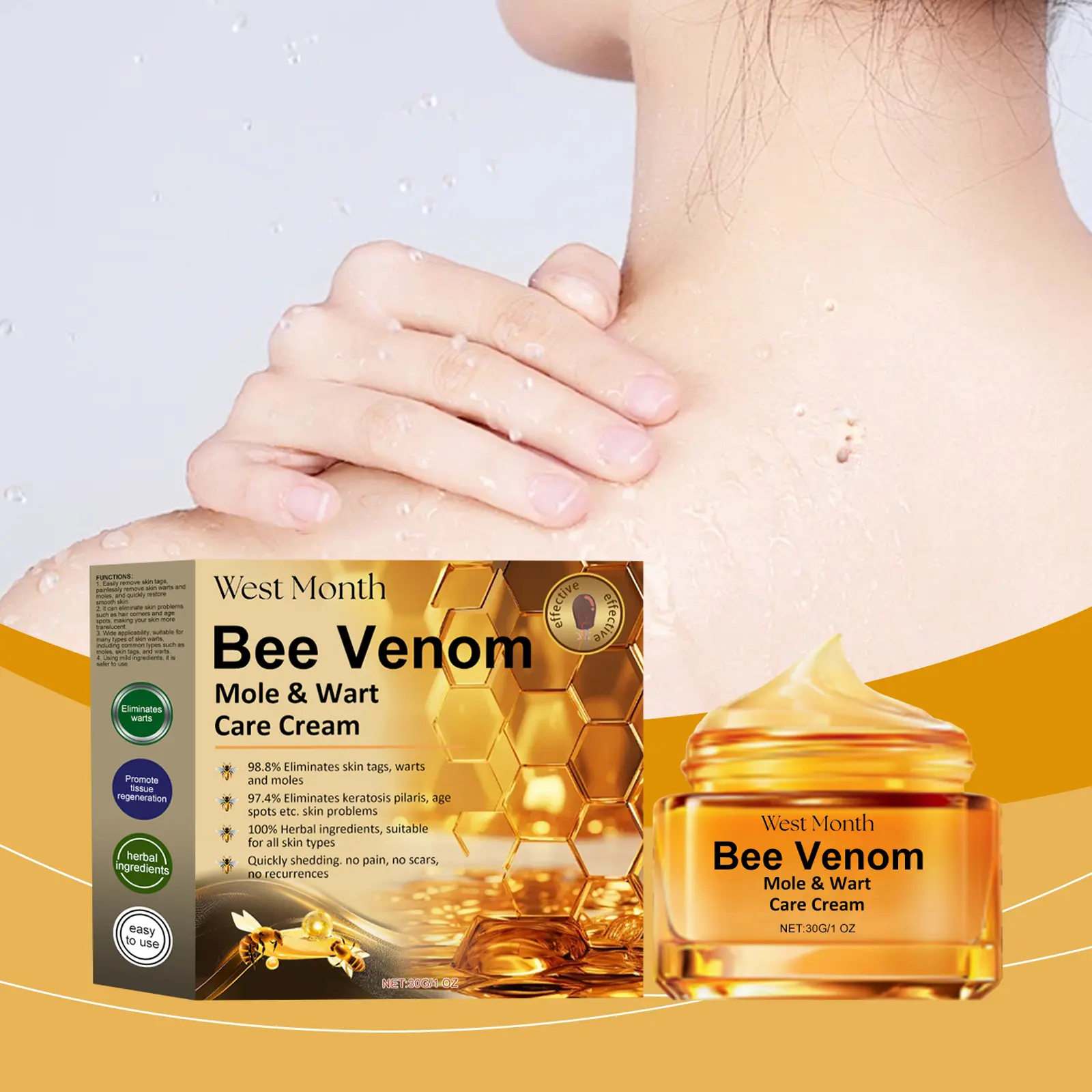 Bee Venom Mole Care Cream for Smoothing and Moisturizing Skin - West&Month 2 bee venom mole cream moisturize smooth lighten West Month 507 7752