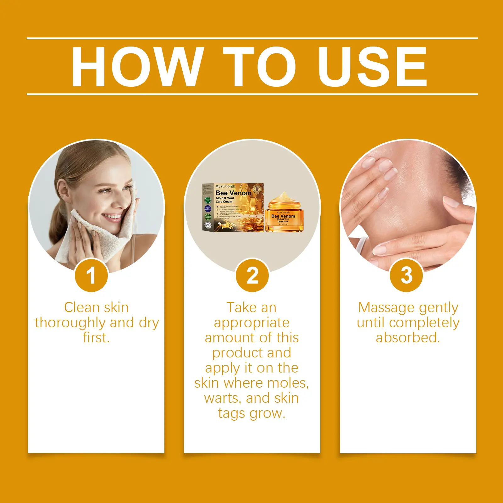 Bee Venom Mole Care Cream for Smoothing and Moisturizing Skin - West&Month 4 bee venom mole cream moisturize smooth lighten West Month 507 7754