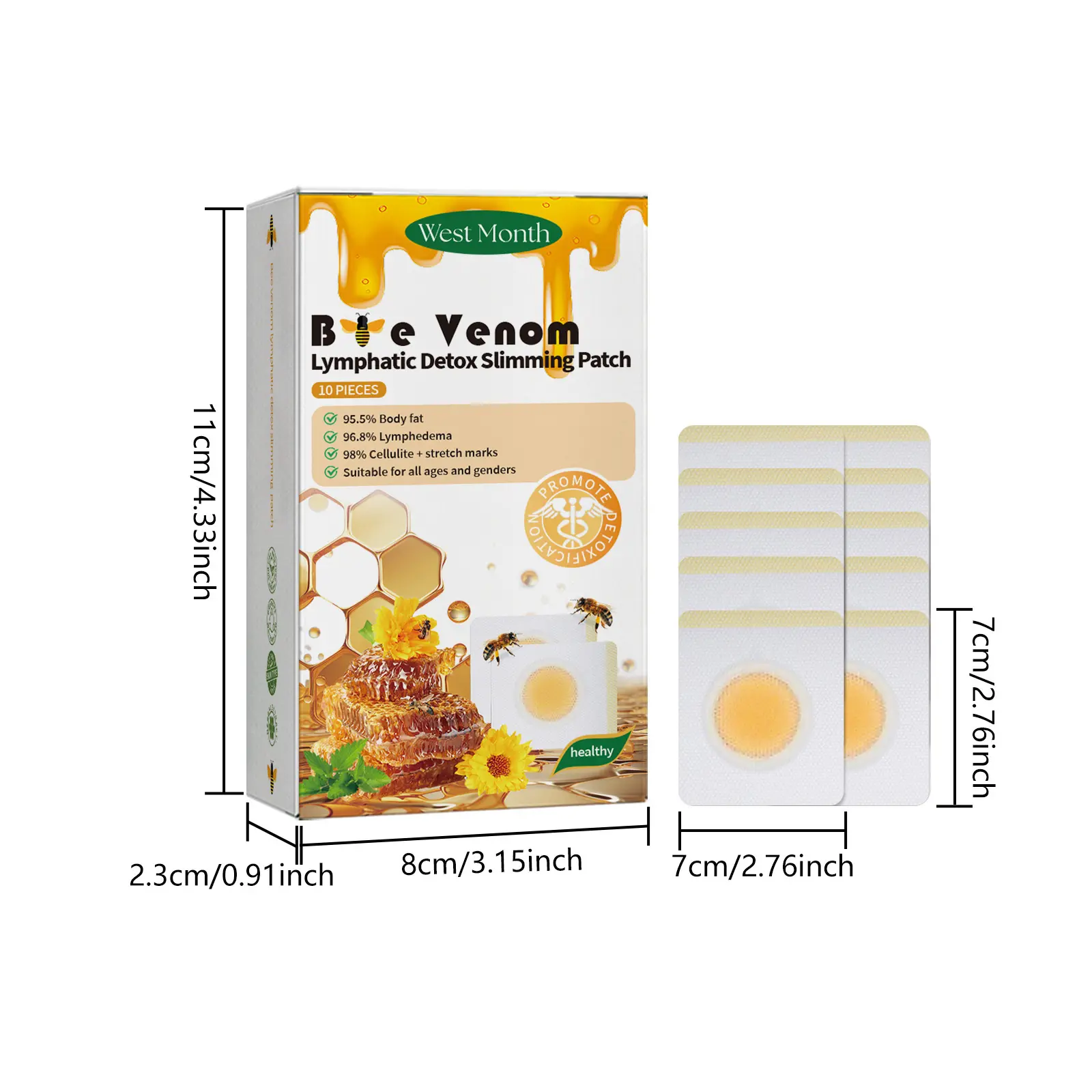 Bee Venom Body Shaping Patch for Skin Firming by West&Month 1 beesvenom shaping patch slim firm body curves West Month 415 6457