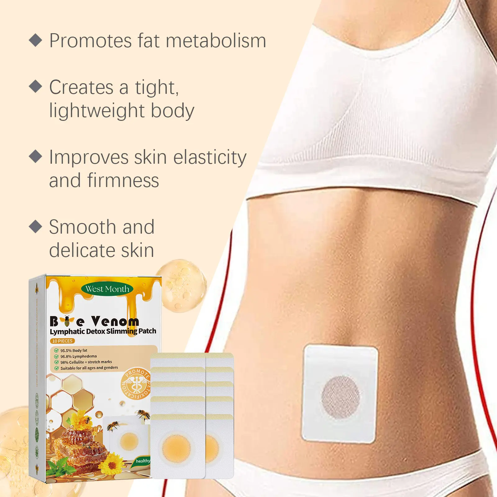 Bee Venom Body Shaping Patch for Skin Firming by West&Month 6 beesvenom shaping patch slim firm body curves West Month 415 6462