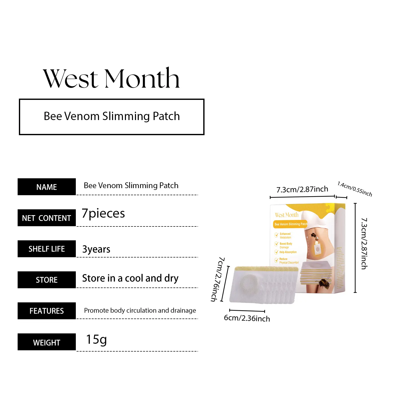 Beetoxic Slimming Patch for Abdomen Comfort - West 1 beetoxic slimming stick tighten thighs belly West Month 408 6356