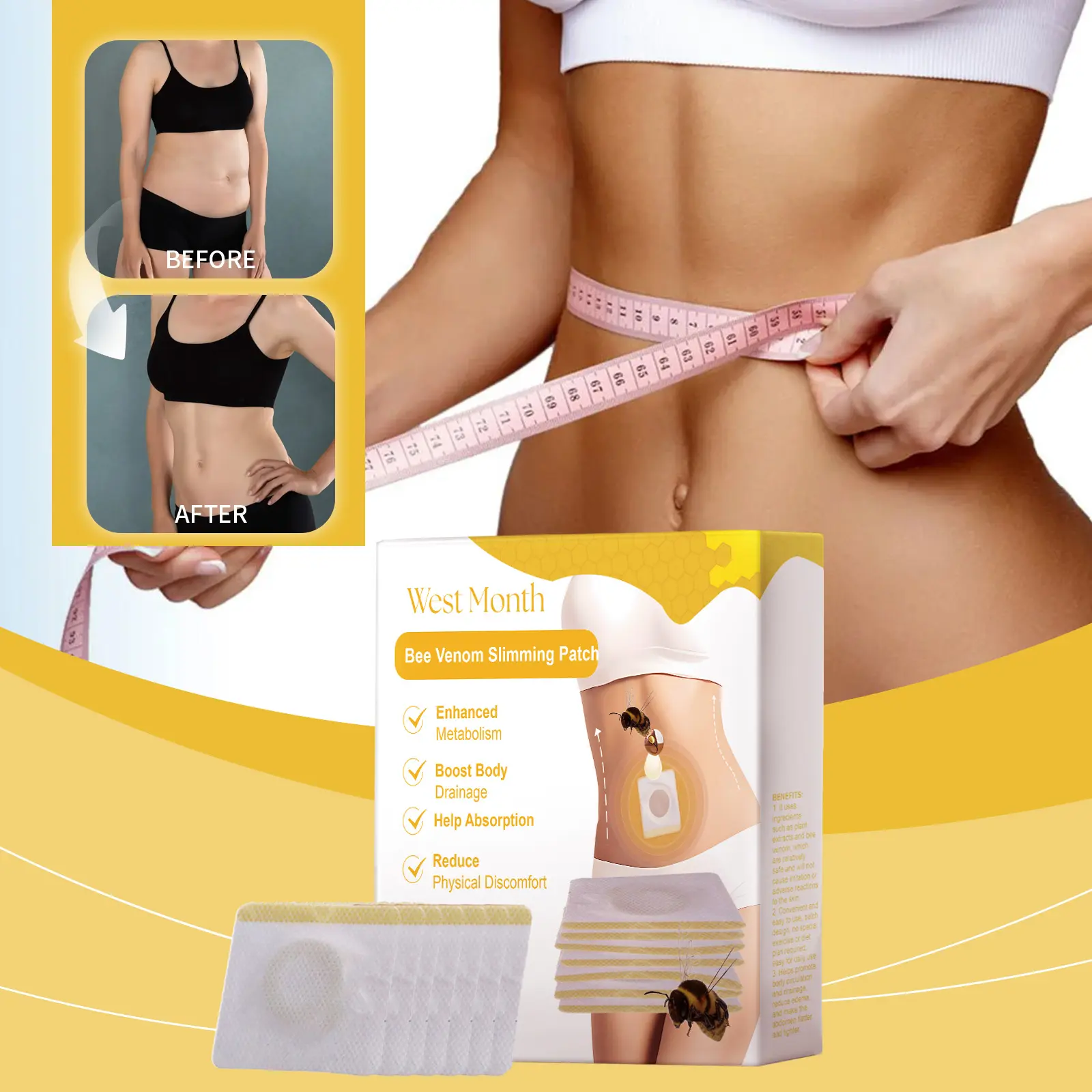 Beetoxic Slimming Patch for Abdomen Comfort - West 2 beetoxic slimming stick tighten thighs belly West Month 408 6357