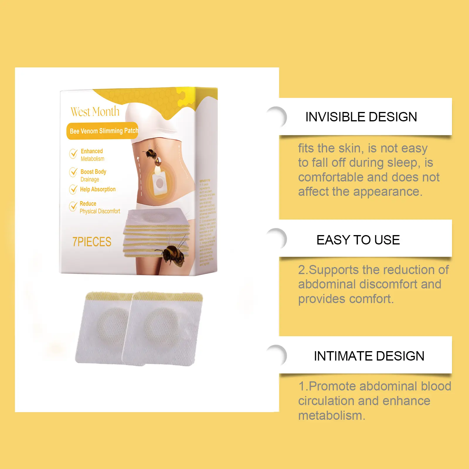 Beetoxic Slimming Patch for Abdomen Comfort - West 5 beetoxic slimming stick tighten thighs belly West Month 408 6360