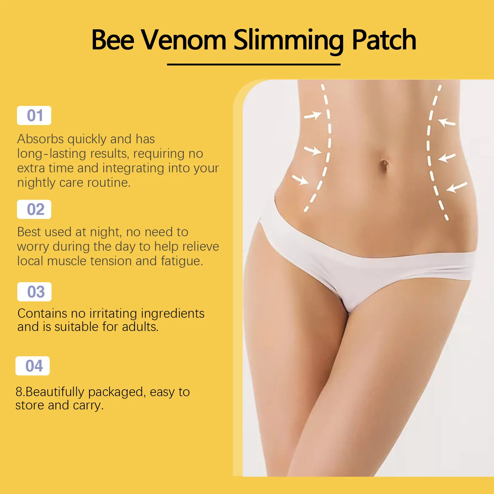 Beetoxic Slimming Patch for Abdomen Comfort - West 8 beetoxic slimming stick tighten thighs belly West Month 408 6363