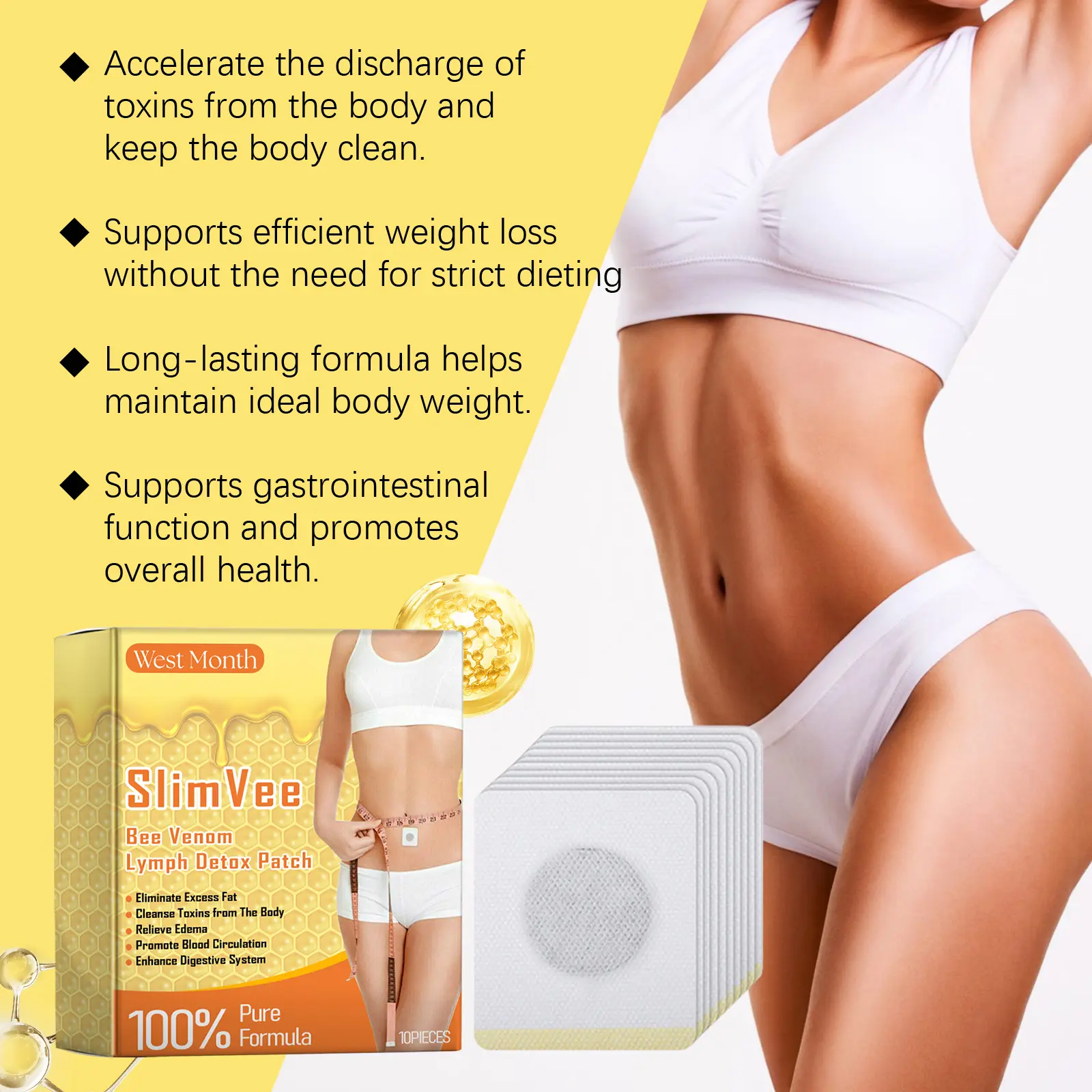 Bee Venom Slimming Patch for Belly Contouring and Support - West 8 beevenom slimming patch tighten lift belly West Month 413 6434