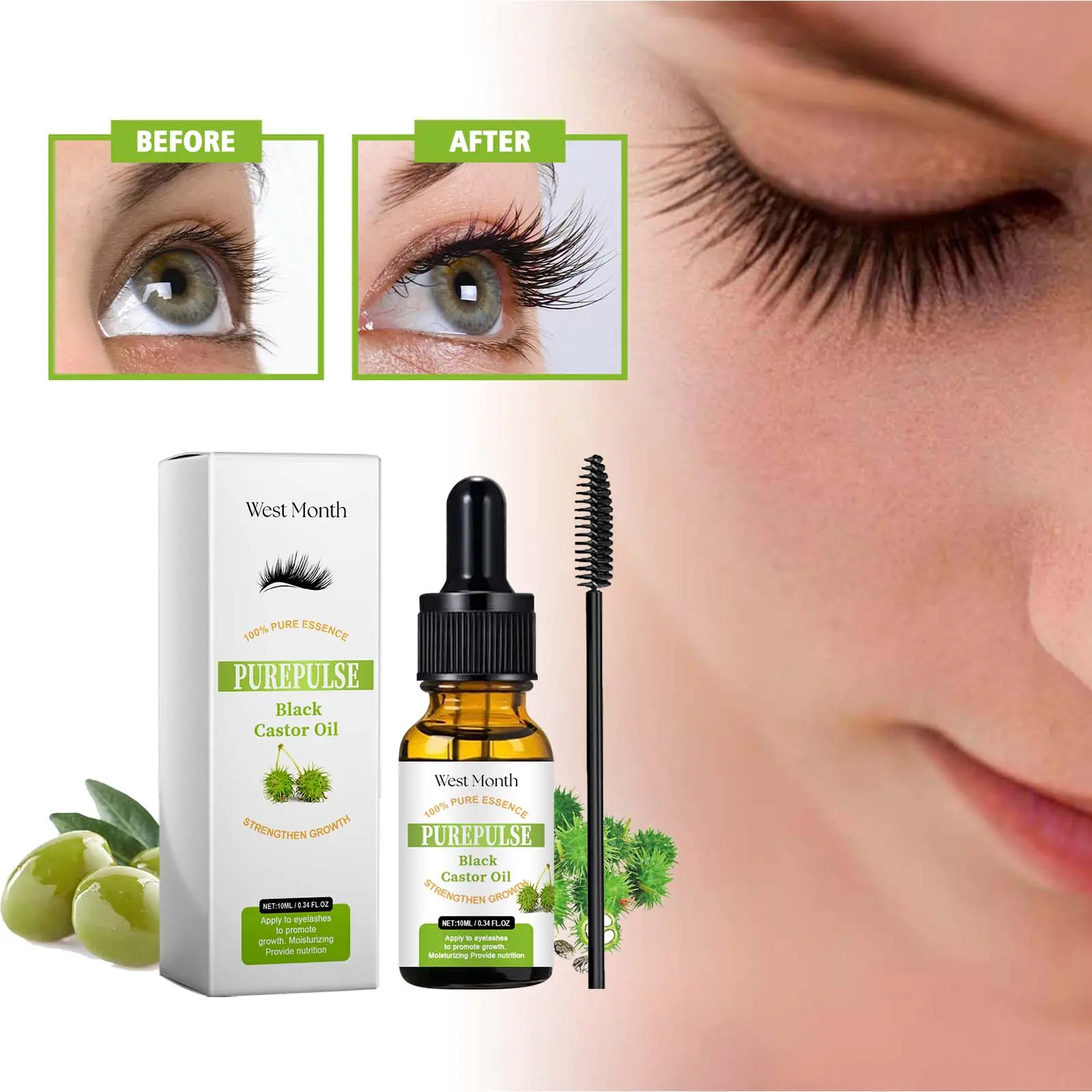 Black Castor Oil Mascara Natural Curl No Smudge - West&Month 2 black castor oil mascara natural curl black mild West Month 429 6645